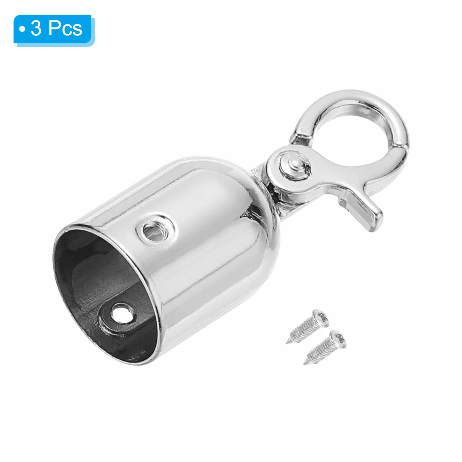 PATIKIL 20x50mm Fermacorda Per Paletti, 3Pz Corde in Velluto Ganci Baccello Per Estremità Corda Barriere Ganci Scatto Transenne Delimitazione Per Controllo Folla Divisori Coda, Argento
