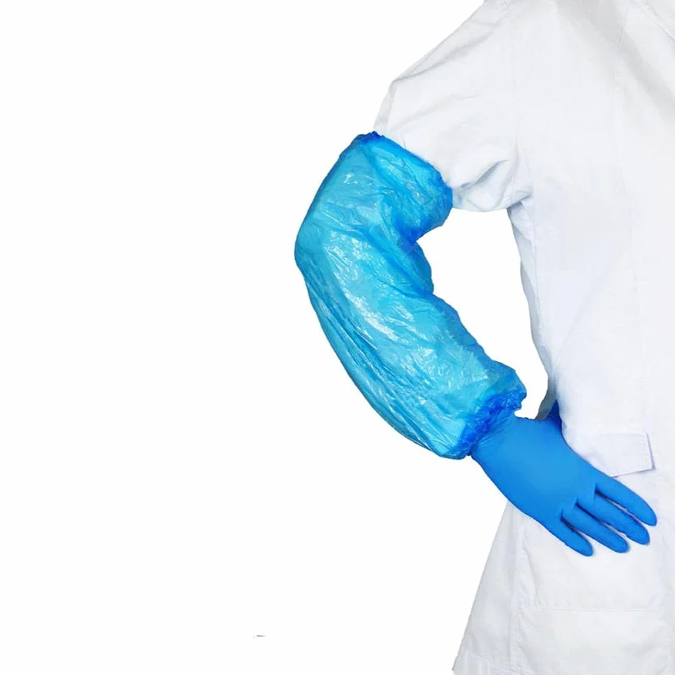 Manicotto monouso in polietilene LDPE 40 cm azzurro conf. 100 pz