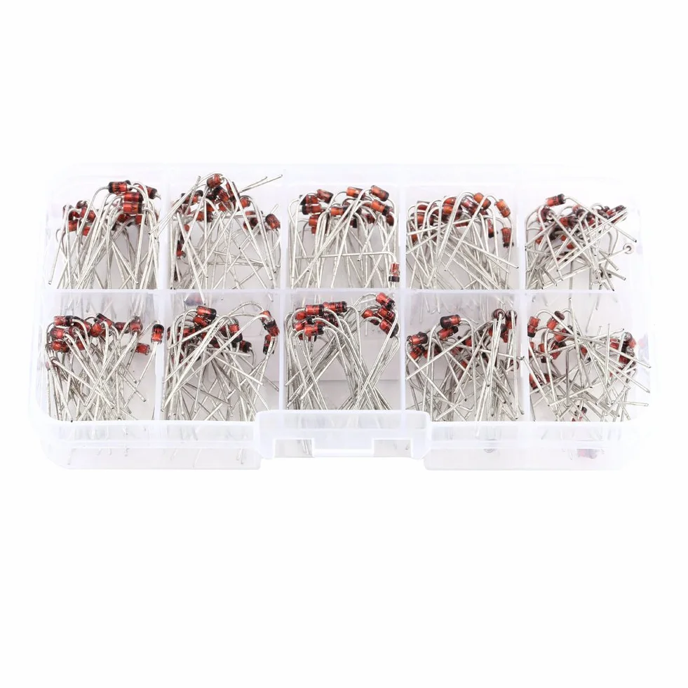 Kit Assortiti Diodi Zener 1W 3,3V-7,5V Set 200 Pezzi 10 Valori 1N4728-1N4737