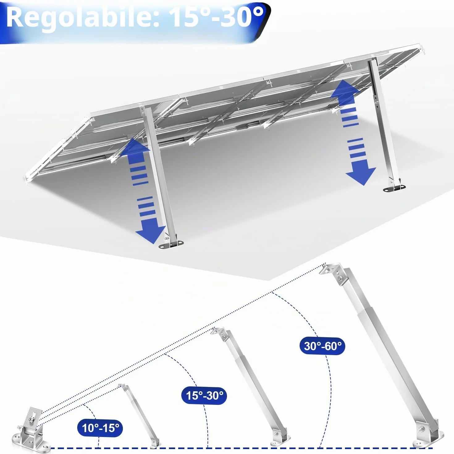 Gimisgu Supporto Regolabile per Pannello Solare 0°-60° 2 Paia