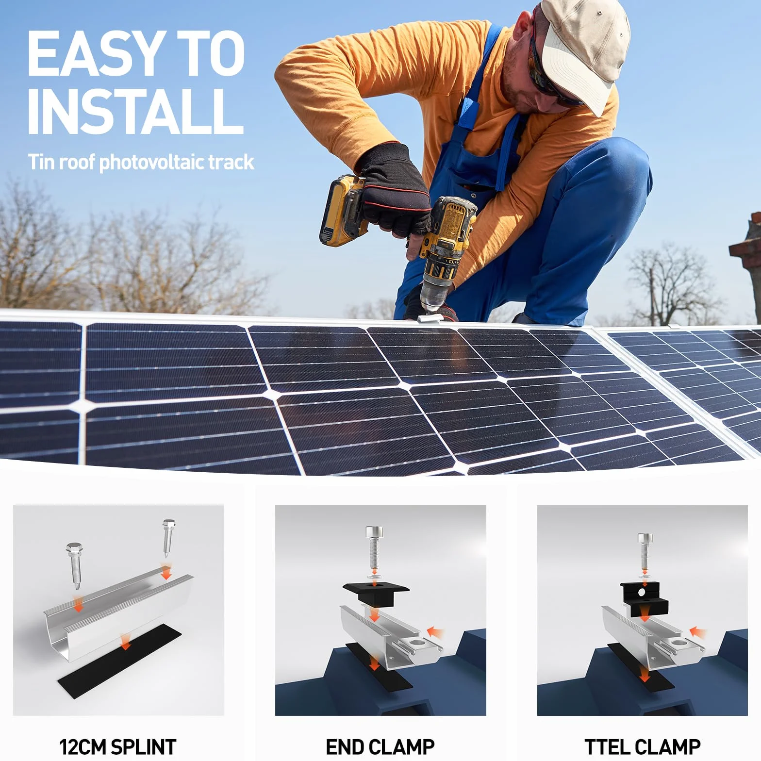 Supporto per modulo solare, fissaggio fotovoltaico su bitume, set montaggio 4 moduli PV