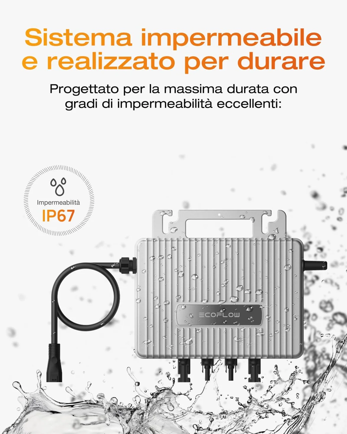 EcoFlow STREAM Micro inverter, inverter solare intelligente Wi-Fi per centrali elettriche da balcone, inverter PV per 2 pannelli solari, IP67 impermeabile, MPPT integrato, controllo app