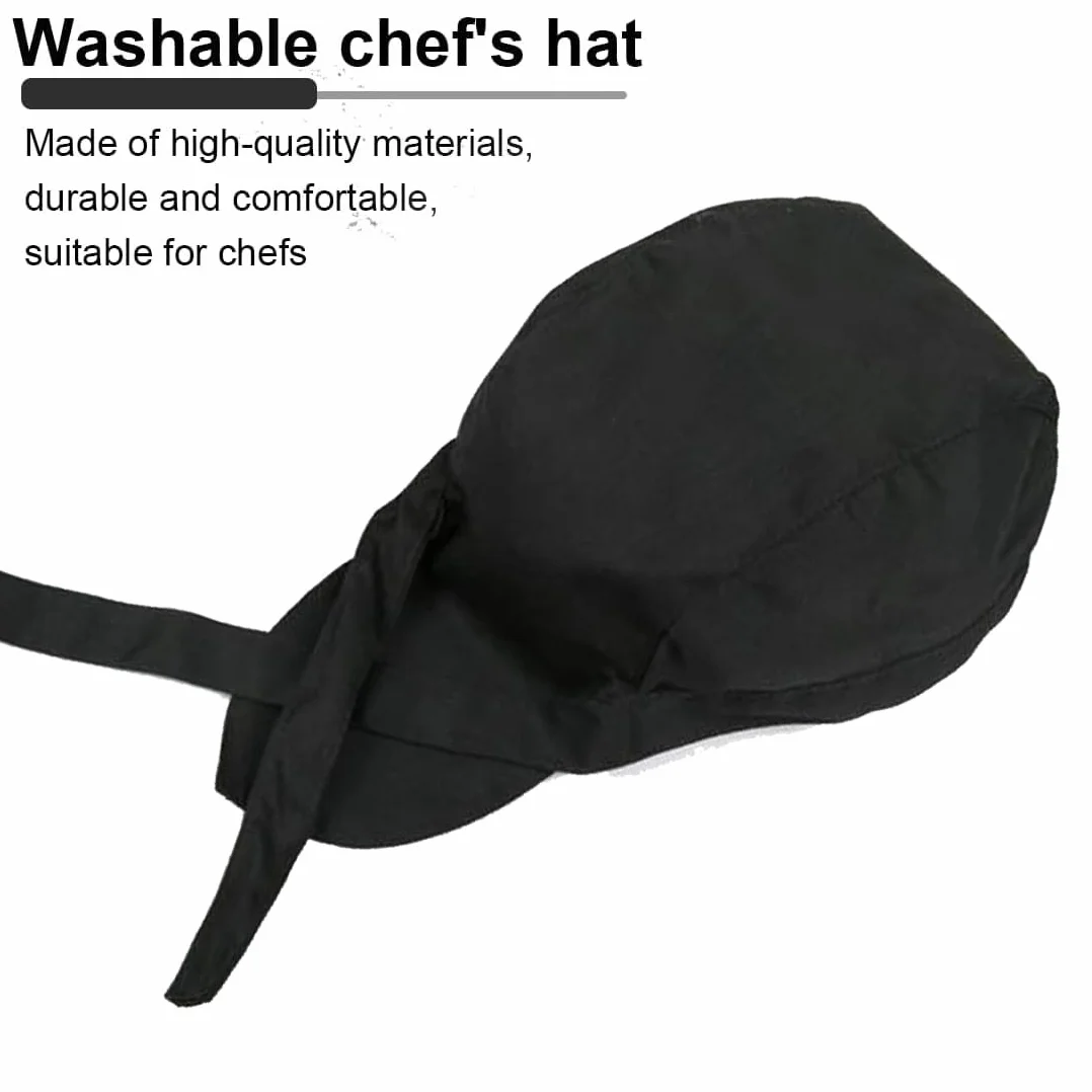 Cappello da Cuoco Regolabile Nero Unisex per Adulti Lavoro Hotel