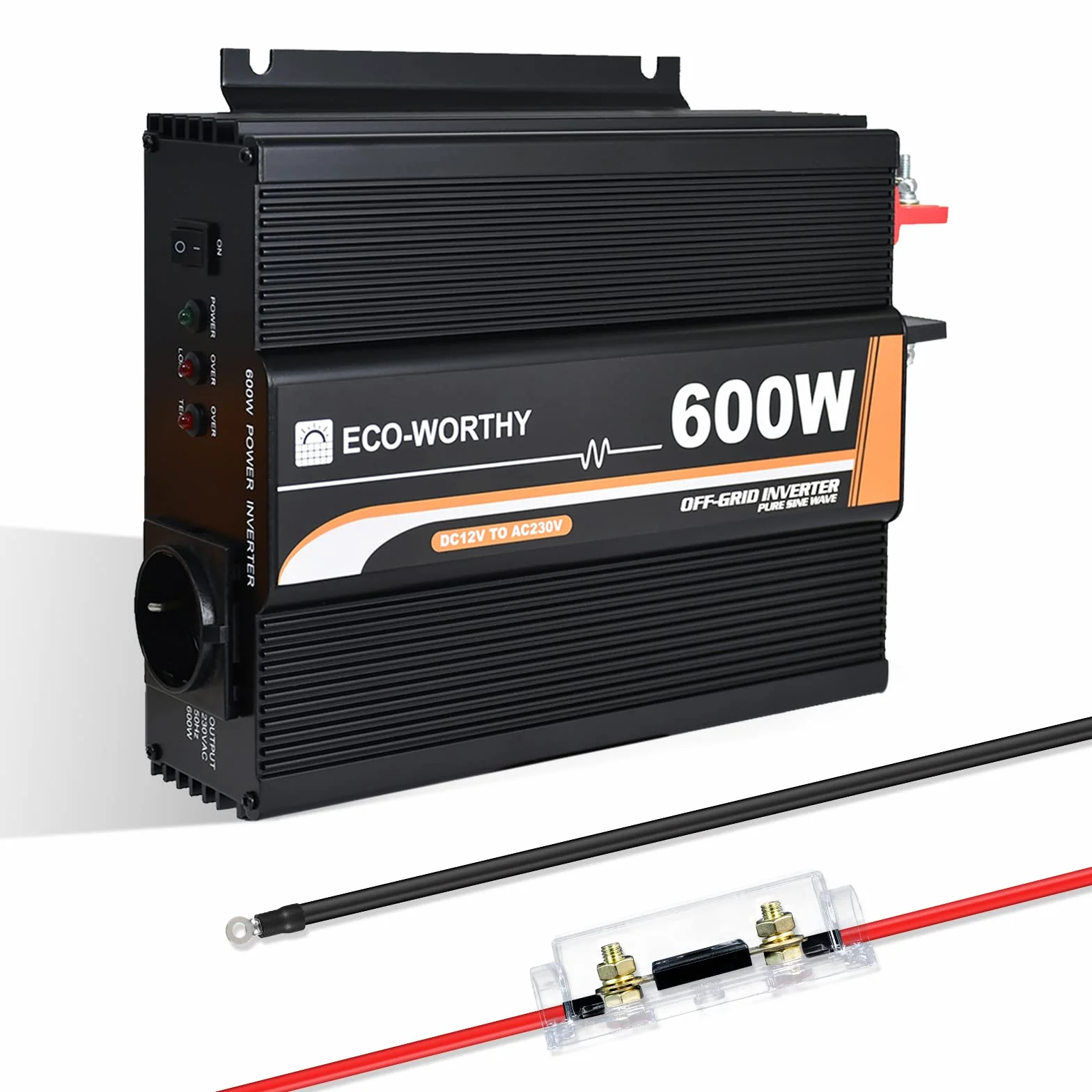 ECO-WORTHY 600W 12V off-grid inverter solare DC 12V AC 230V sinusoidale per auto camper caravan campeggio e sistemi solare casa