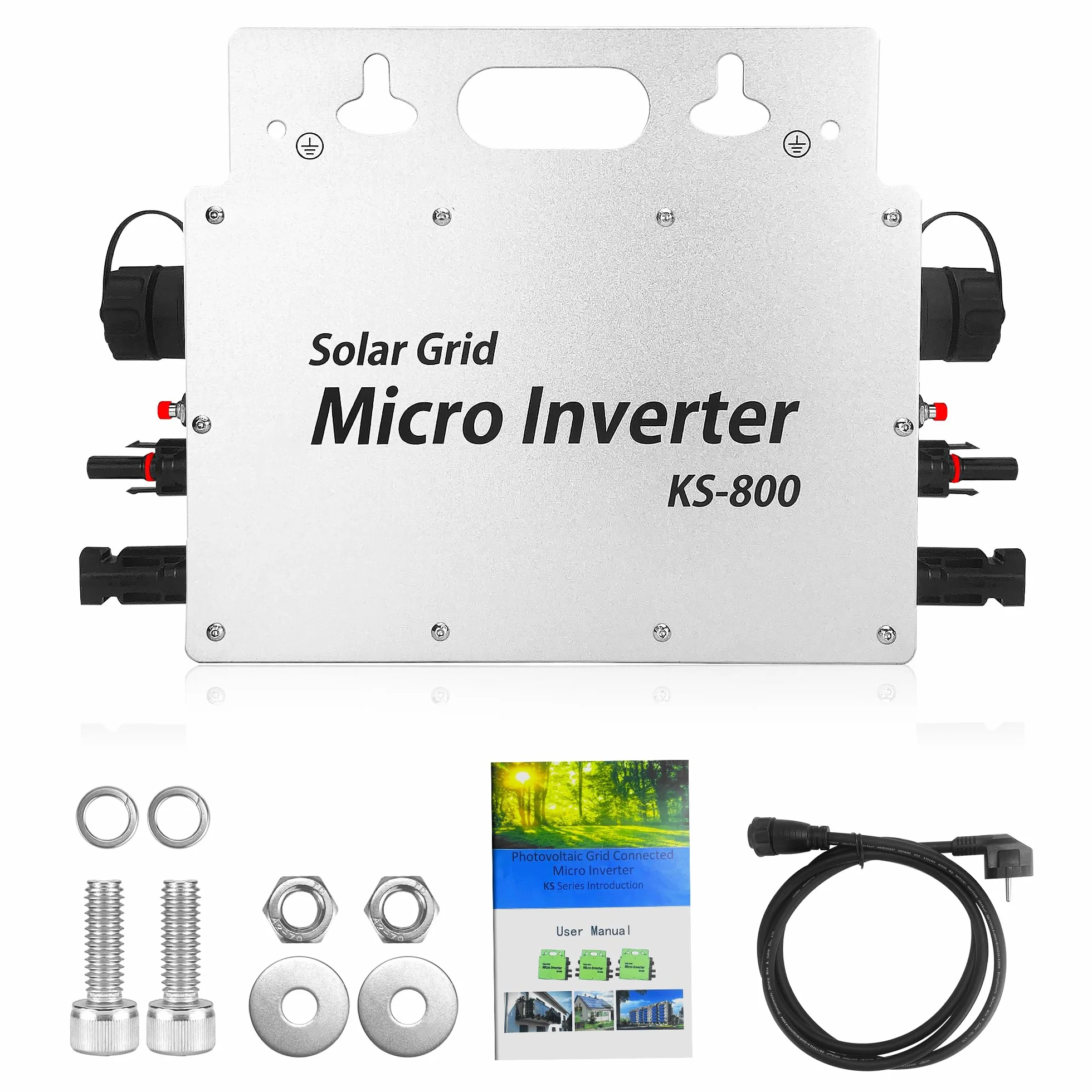 Centrale elettrica da balcone,800W Micro Inverter Solar Grid Tie con schermo di monitoraggio dati AC IP67 con App WLAN per 2 moduli solari per centrale elettrica da balcone