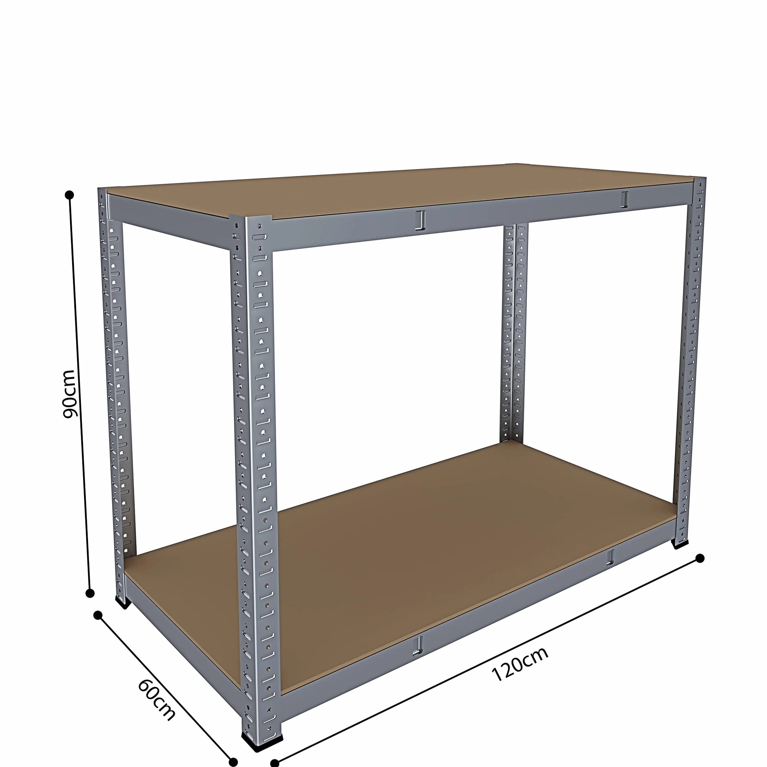 Banco Tavolo Da Lavoro Senza Bulloni In Acciaio Metallo e MDF Portata Fino a 600 Kg Con 2 Ripiani Regolabili Ideale Per Garage Officina Cantina Capannone Magazzino Design Modulare 87 x 120 x 60 cm