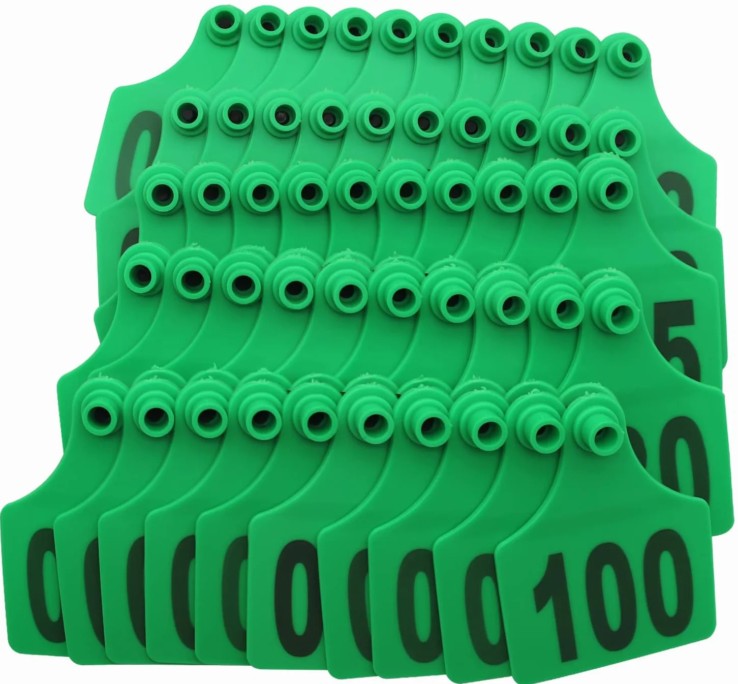 Marchi auricolari per bovini 001-1000 Il marchio auricolare numerico è perfetto per animali da allevamento di piccole e medie dimensioni come mucche, giovenche, vitelli (100 confezioni) 601-700 verde