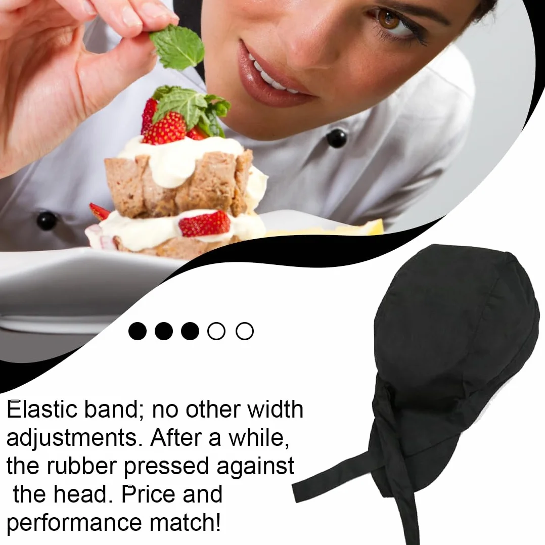 Cappello da Cuoco Regolabile Nero Unisex per Adulti Lavoro Hotel