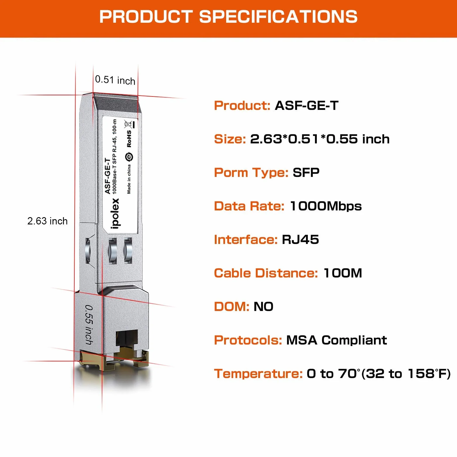 ipolex 1G SFP RJ45 Ricetrasmettitore rame Mini GBIC 1000Base-T Cisco GLC-T SFP-GE-T Meraki MA-SFP-1GB-TX Ubiquiti UF-RJ45-1g Mikrotik CAT.5e 100m