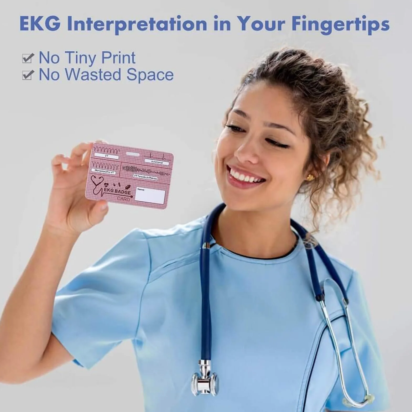 Riferimento badge ECG - Flashcard infermieristica, tre pezzi ECG, guida al ritmo cardiaco, tabella di informazioni rapide cliniche, strumento di valore del laboratorio medico | Scheda di
