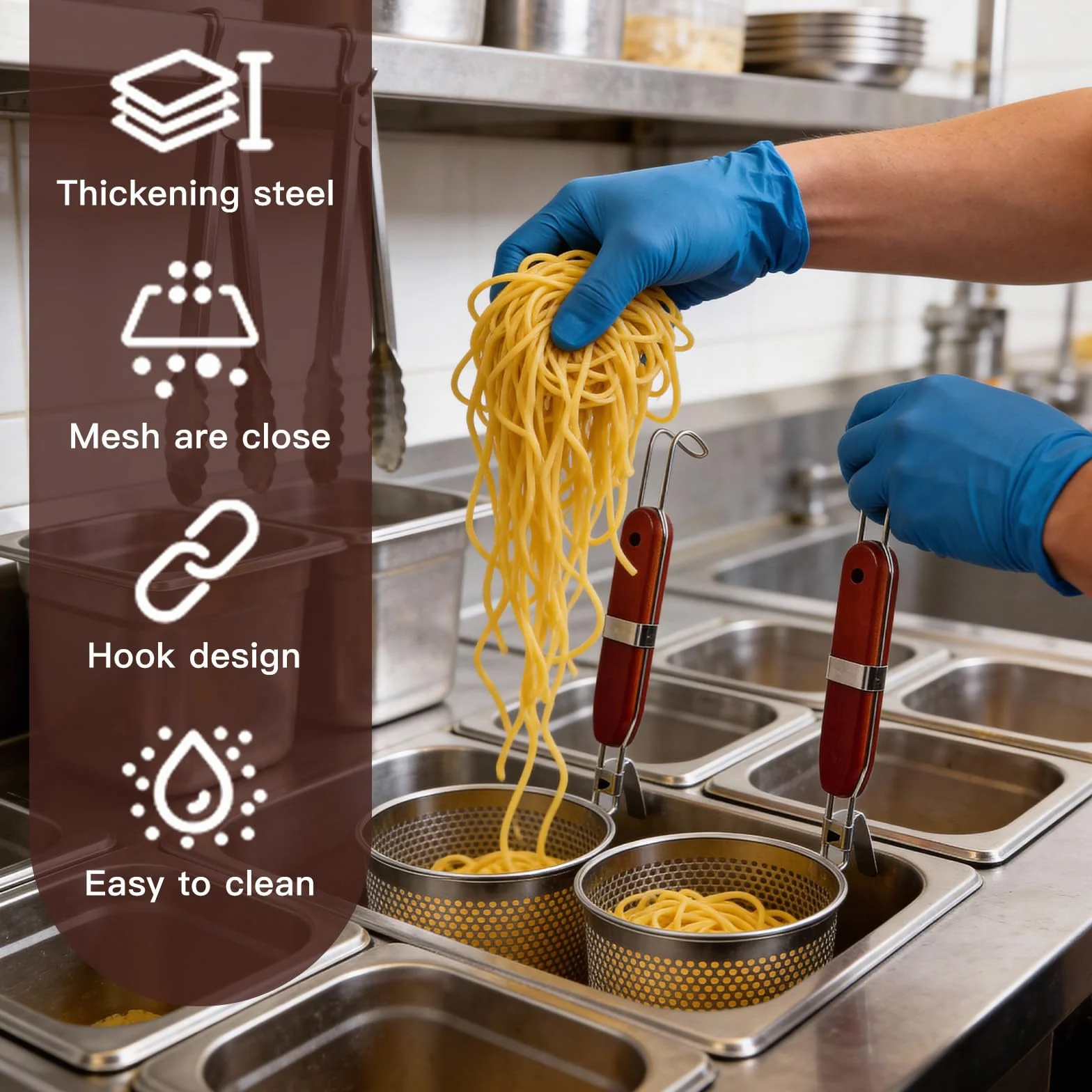 Cestelli Divisori per Pasta in Acciaio Inossidabile 14cm+12cm, Separatore Cuocipasta con Manico