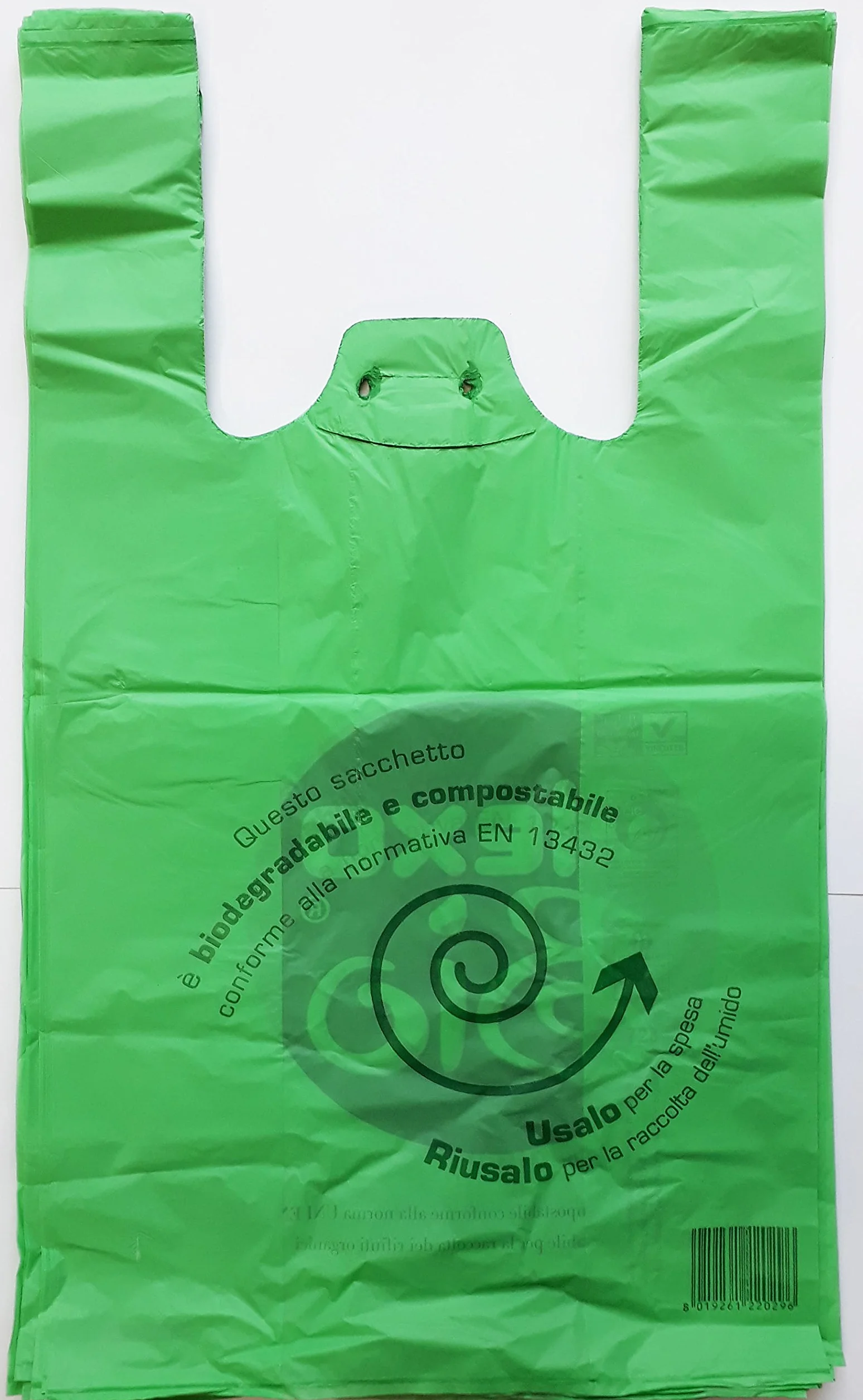 Plaxi 200 Buste Sacchetti biodegradabili compostabili 22+12x40 Norma EN 13432 per Negozi Alimentari, Usi Domestici a Strappo e asola per appenderli