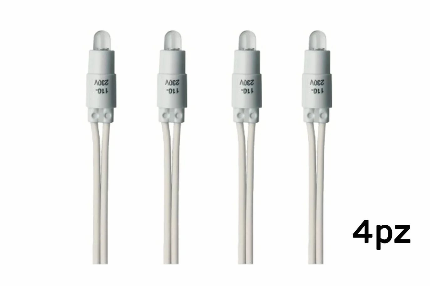 YASTA 4pz spia led bianca 230V per interruttore luce di segnalazione ampolla C0015WHT