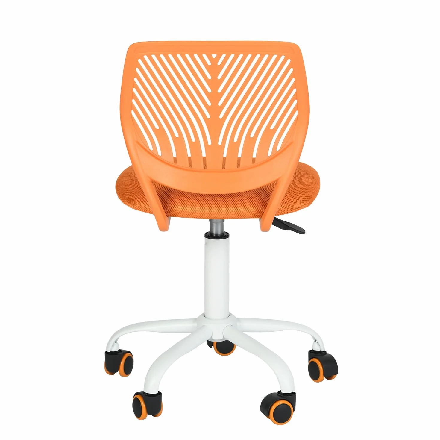 FurnitureR Sedia ergonomica compatta per scuola, schienale in rete traspirante, altezza regolabile, arancione