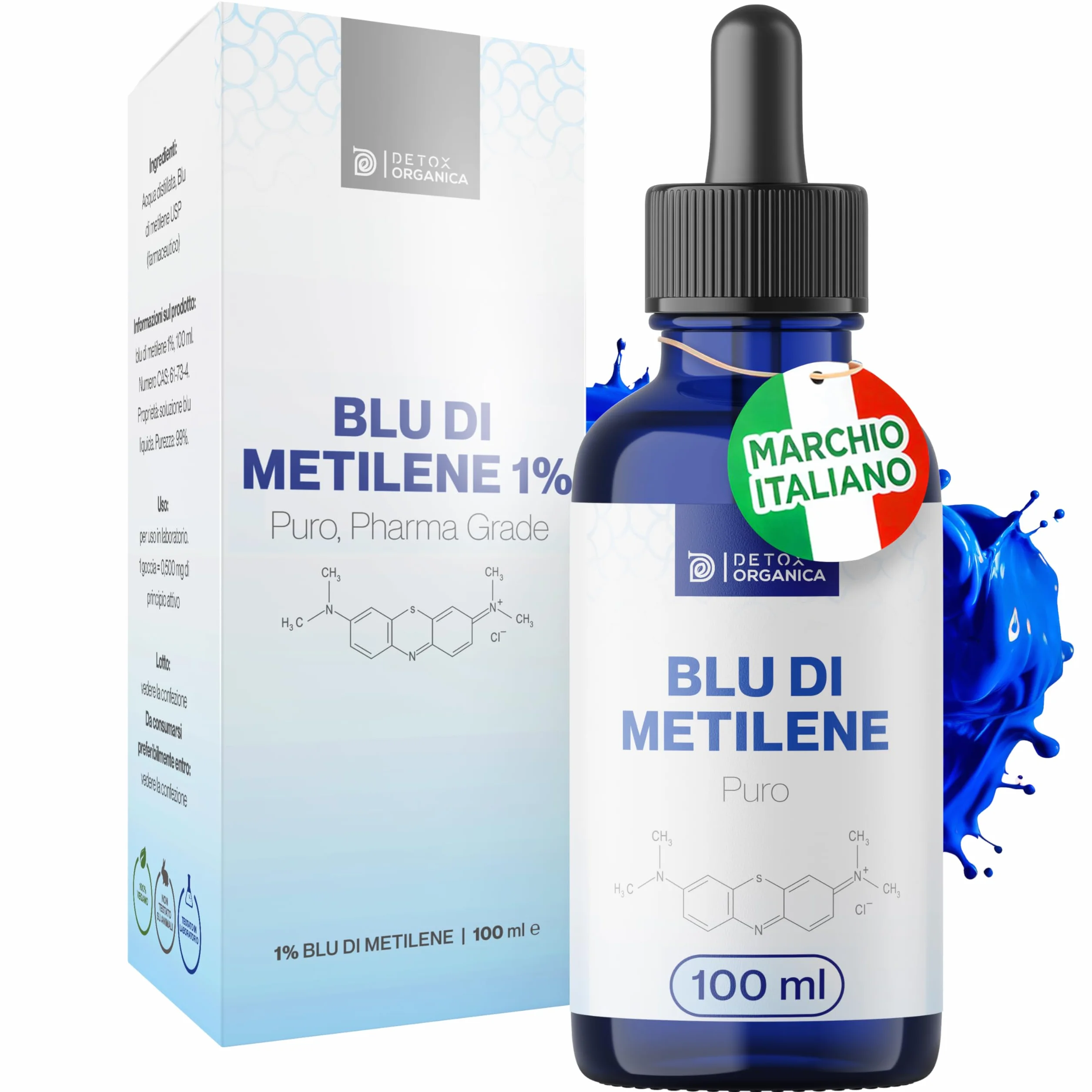 Methylene Blue 1% Soluzione 100 ml Detox Organica Alta Purezza