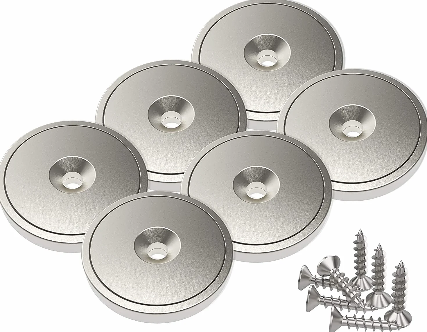 Magnetpro 6 pezzi magneti 25 kg forza 28 x 5 mm con capsula, magnete al neodimio a disco con base in acciaio con viti