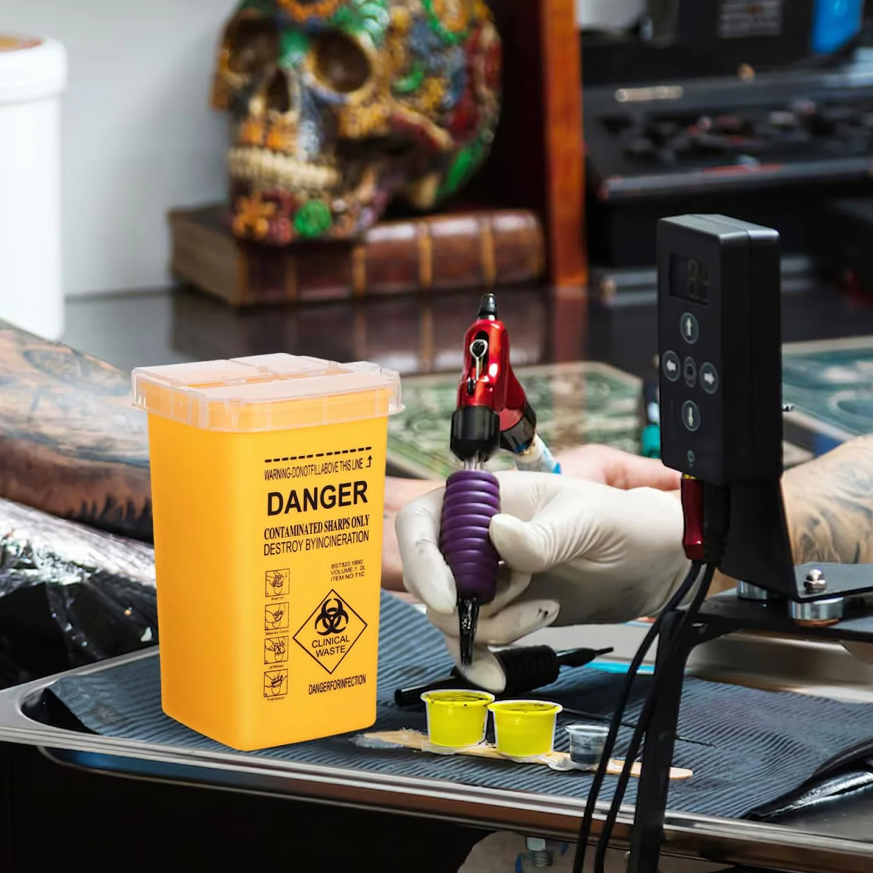 Healvian Sharps Contenitore smaltimento aghi siringhe piccolo portatile giallo