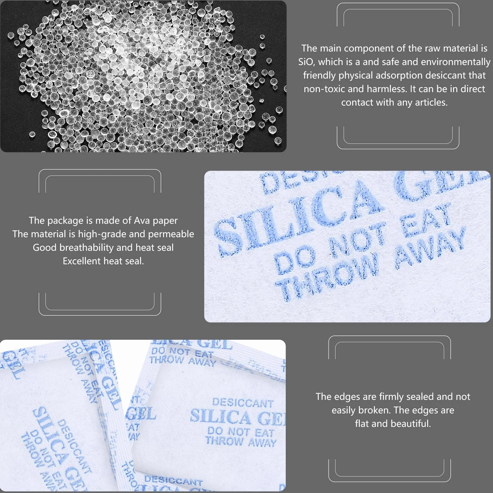 Bustine di Gel di Silice 10g per Umidità, Sacchetti Essiccante Assorbitore Deumidificatore per Armadi Scarpe