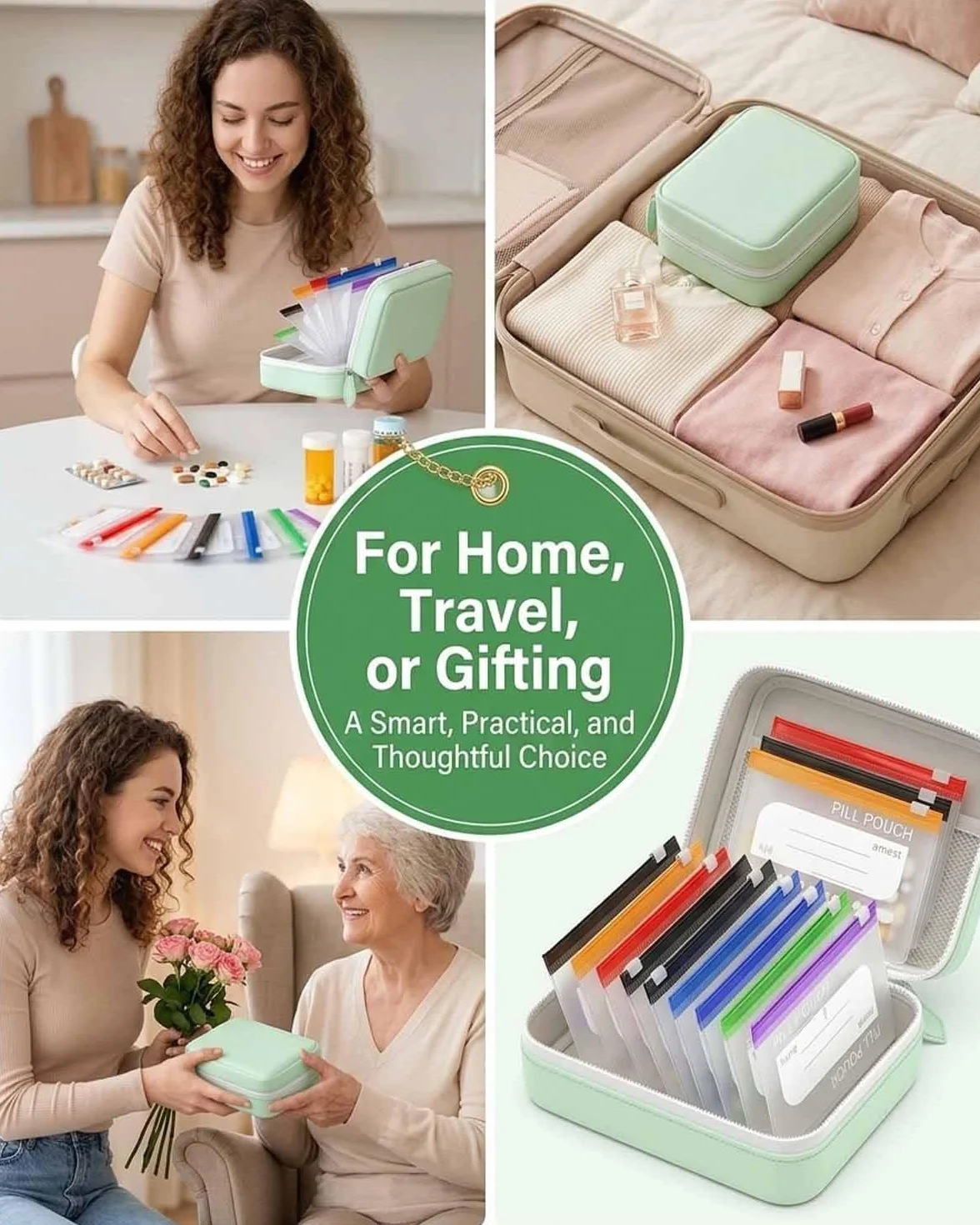 Waterproof Pill Organizer Set 14-Piece Travel Medicine Case Crush-Resistant Zippered Pouch