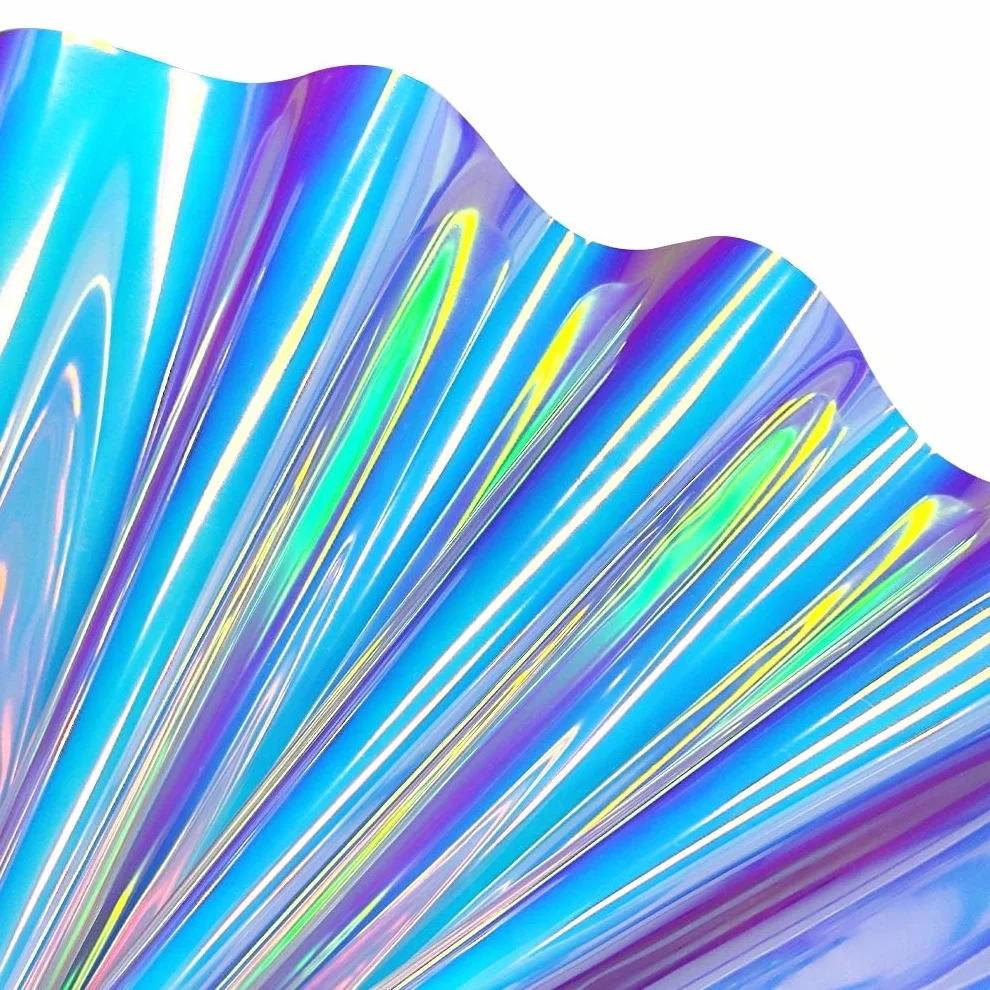 Rotolo di vinile olografico in PVC impermeabile in pelle sintetica iridescente laser arcobaleno per fai da te olografico blu, 30 x 135 cm XHT-299-L XHT