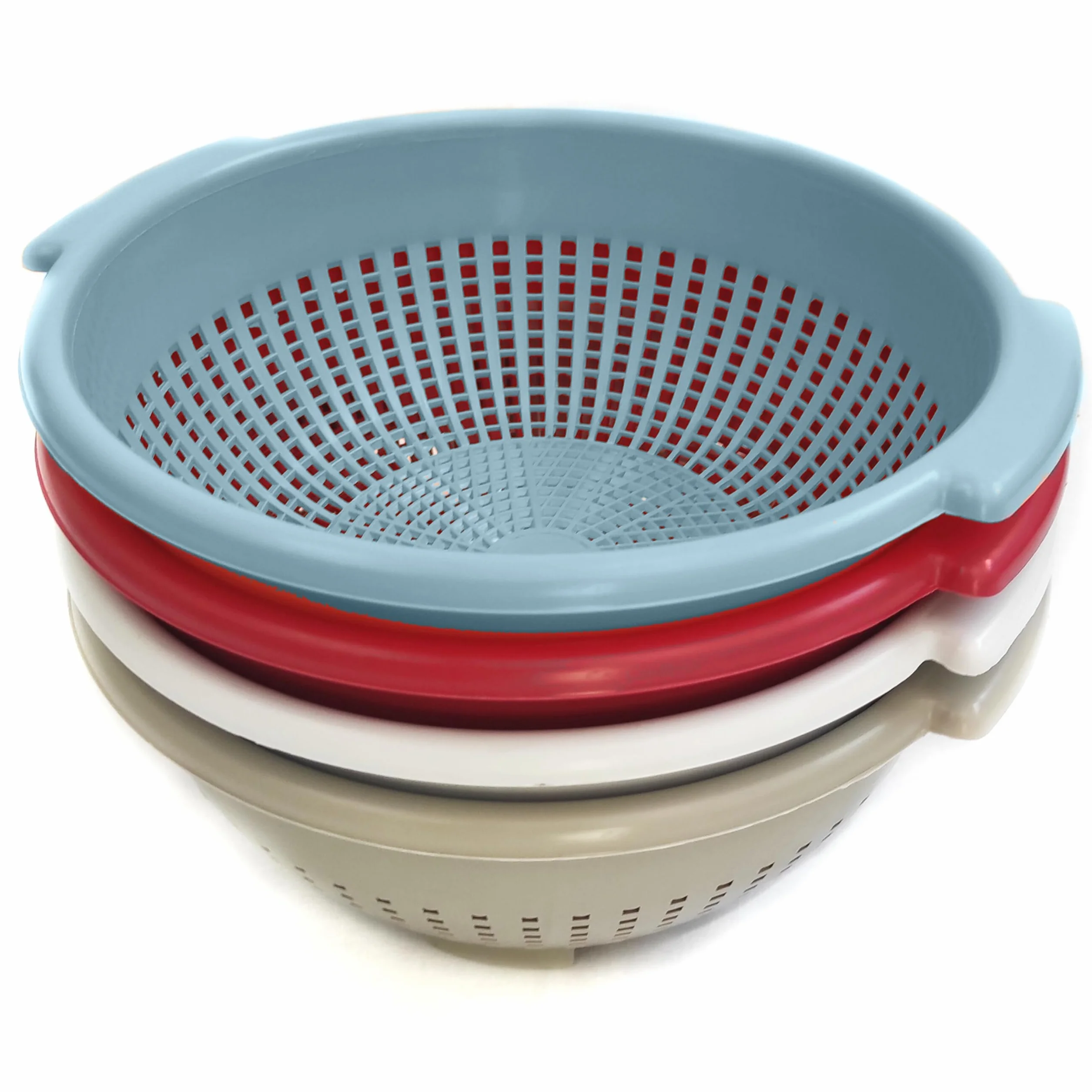 Ecoplast | Colapasta in Plastica ø24, Scolapasta con Manici in Colori Assortiti Tortora/Bianco/Rosso/Mandarino, Made in Italy