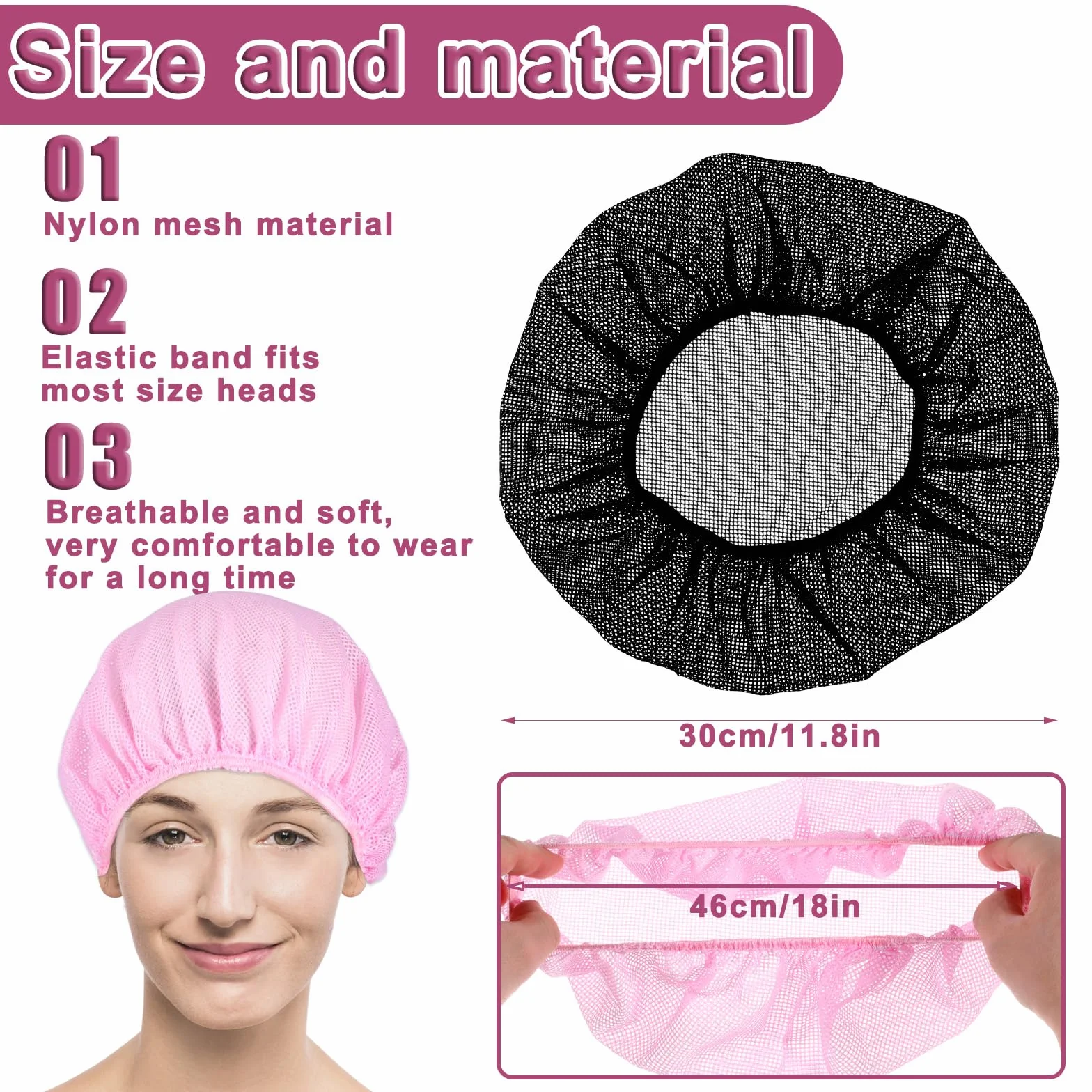 TIESOME Rete per capelli per dormire 4 pezzi Bonnet Sleep Cap regolabile per donne