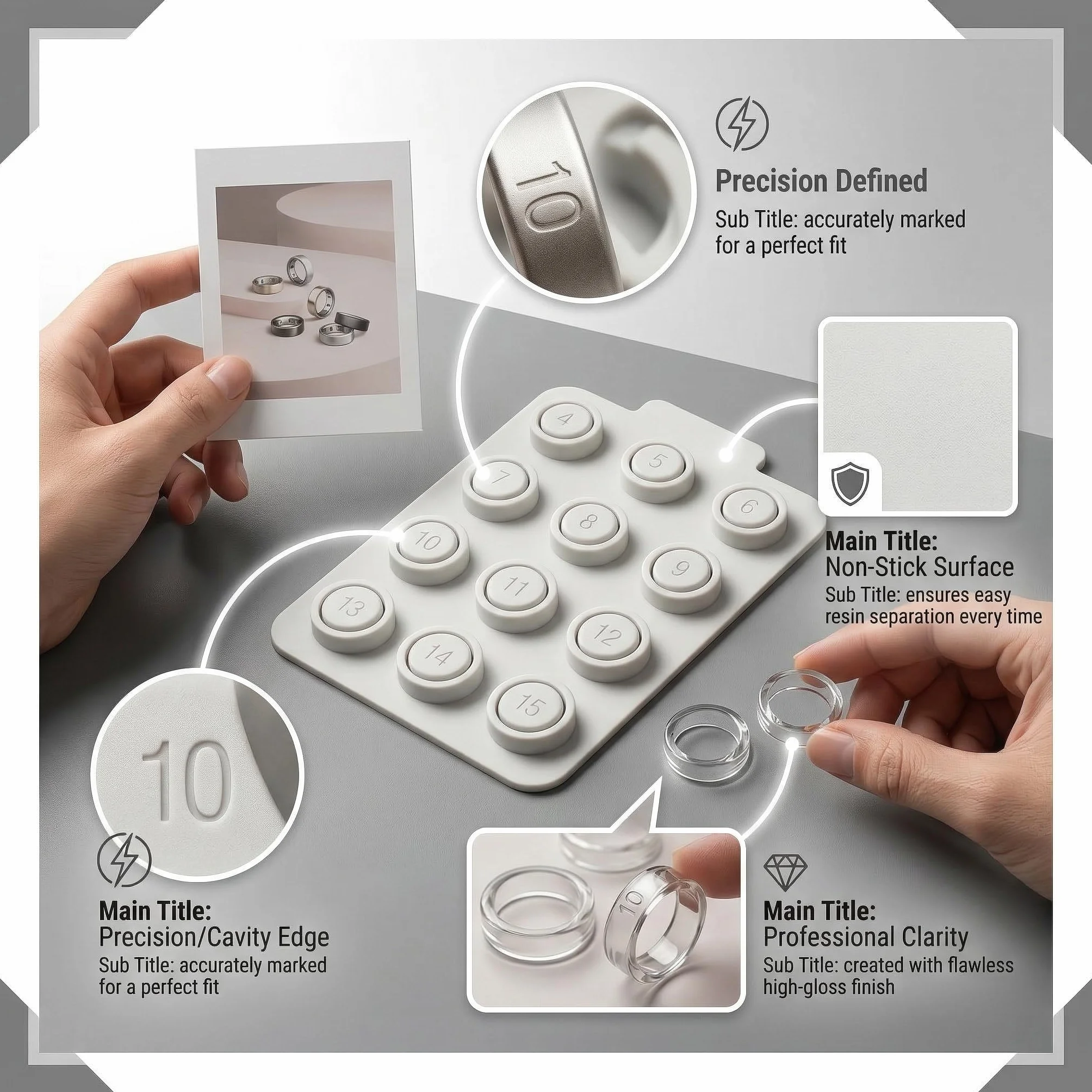Oura Ring 4 Smart Ring Sizing Kit Sizes 4-15 White