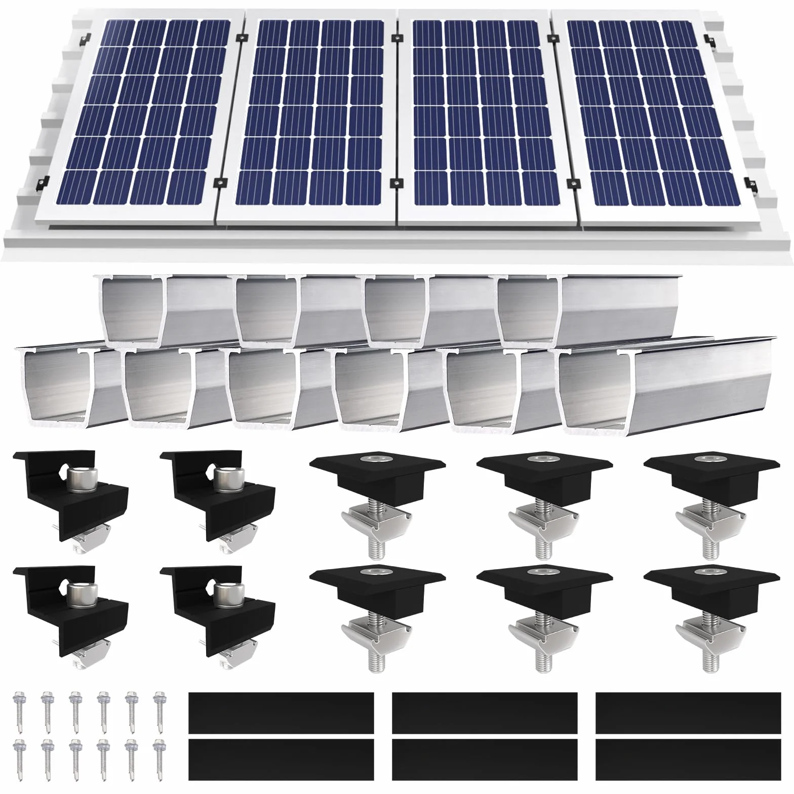 Supporto per modulo solare, fissaggio fotovoltaico su bitume, set montaggio 4 moduli PV