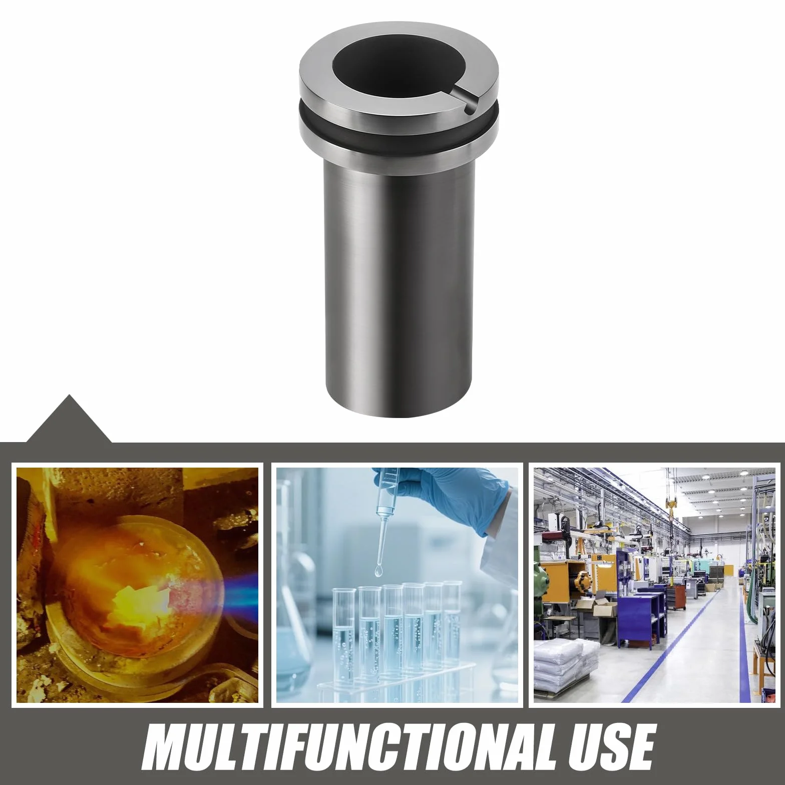Graphite Crucible: 1 kg di resistente alle alte temperature in grafite, crocifisso in grafite per oro, argento, ottone, alluminio, gioielli, forni da colata, utensili, metallo, fusione
