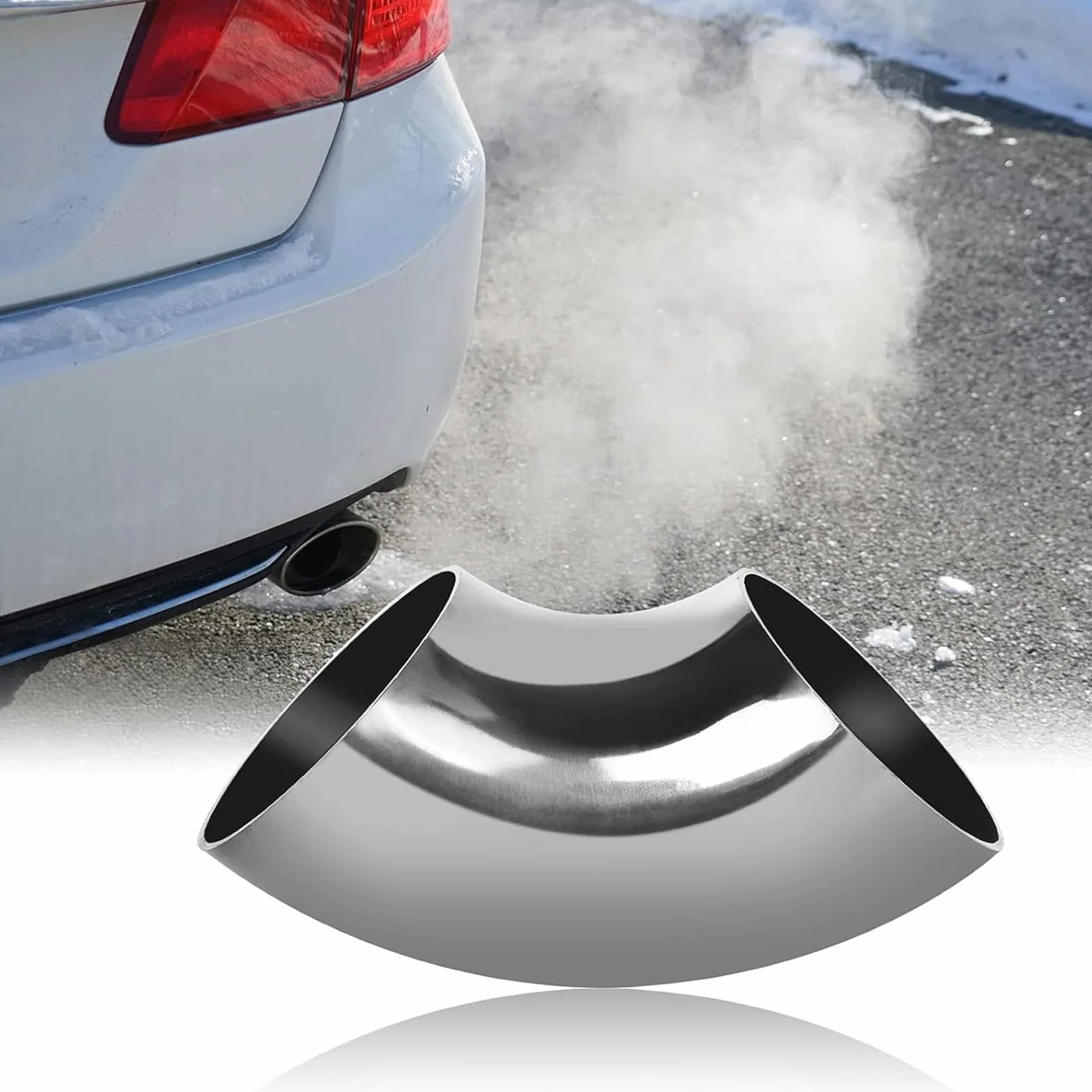 Gomito di scarico 90 gradi tubo in acciaio inox 63mm 2,5'' per auto