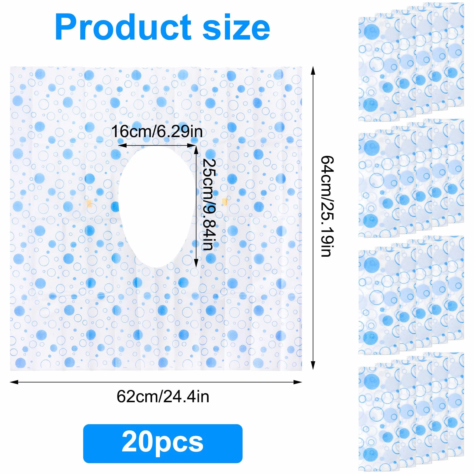Copriwater Universali 620x640 mm WC Usa e Getta Monouso da Viaggio Pubblici Ospedali Uffici