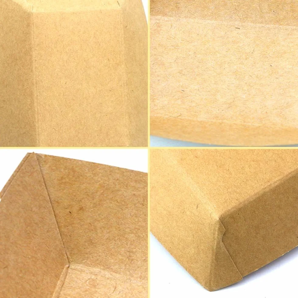 Vassoi in carta kraft per alimenti 16 x 12 cm, piatti da portata in cartone riciclato