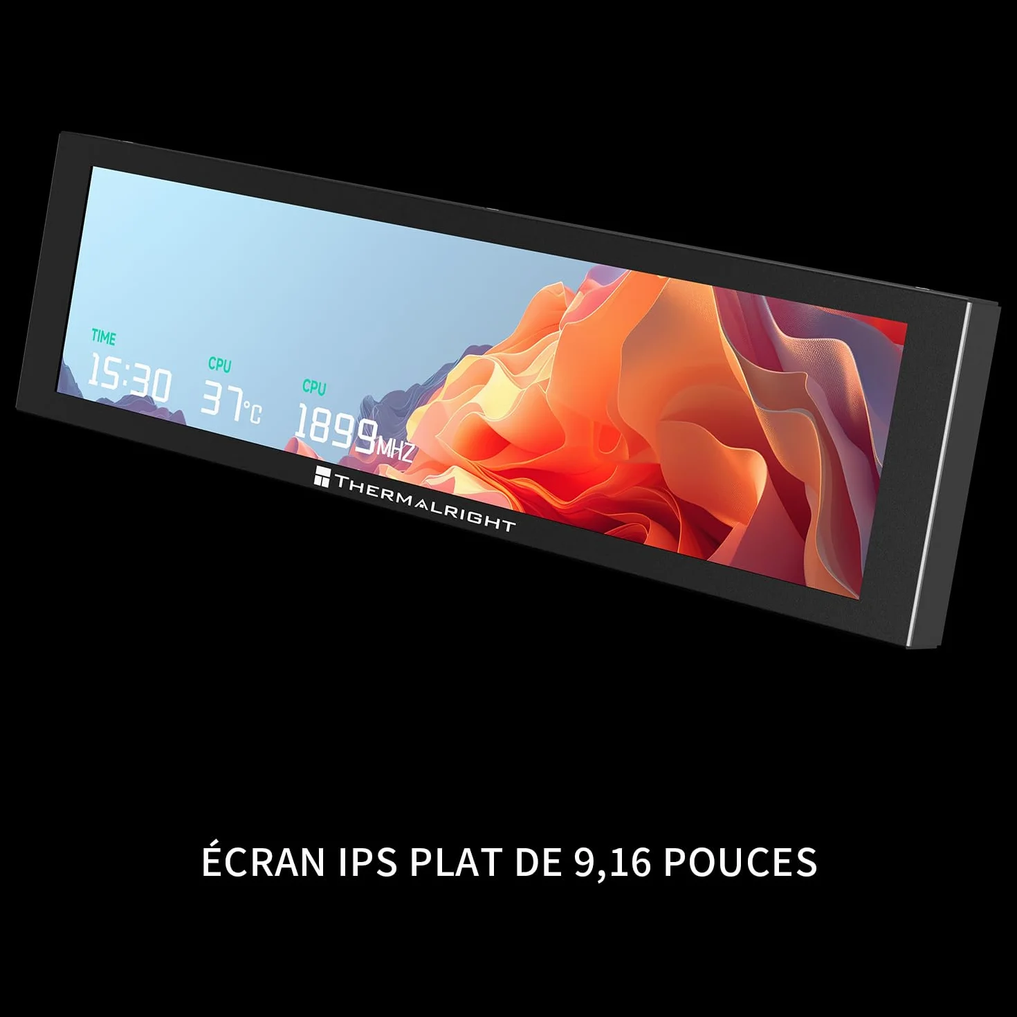 THERMALRIGHT Trofeo Vision 9.16 LCD Nero Display IPS magnetico da 9,16 pollici, risoluzione 1920x480, magnetizzato sulla superficie del telaio, visualizzazione DIY di immagini/video