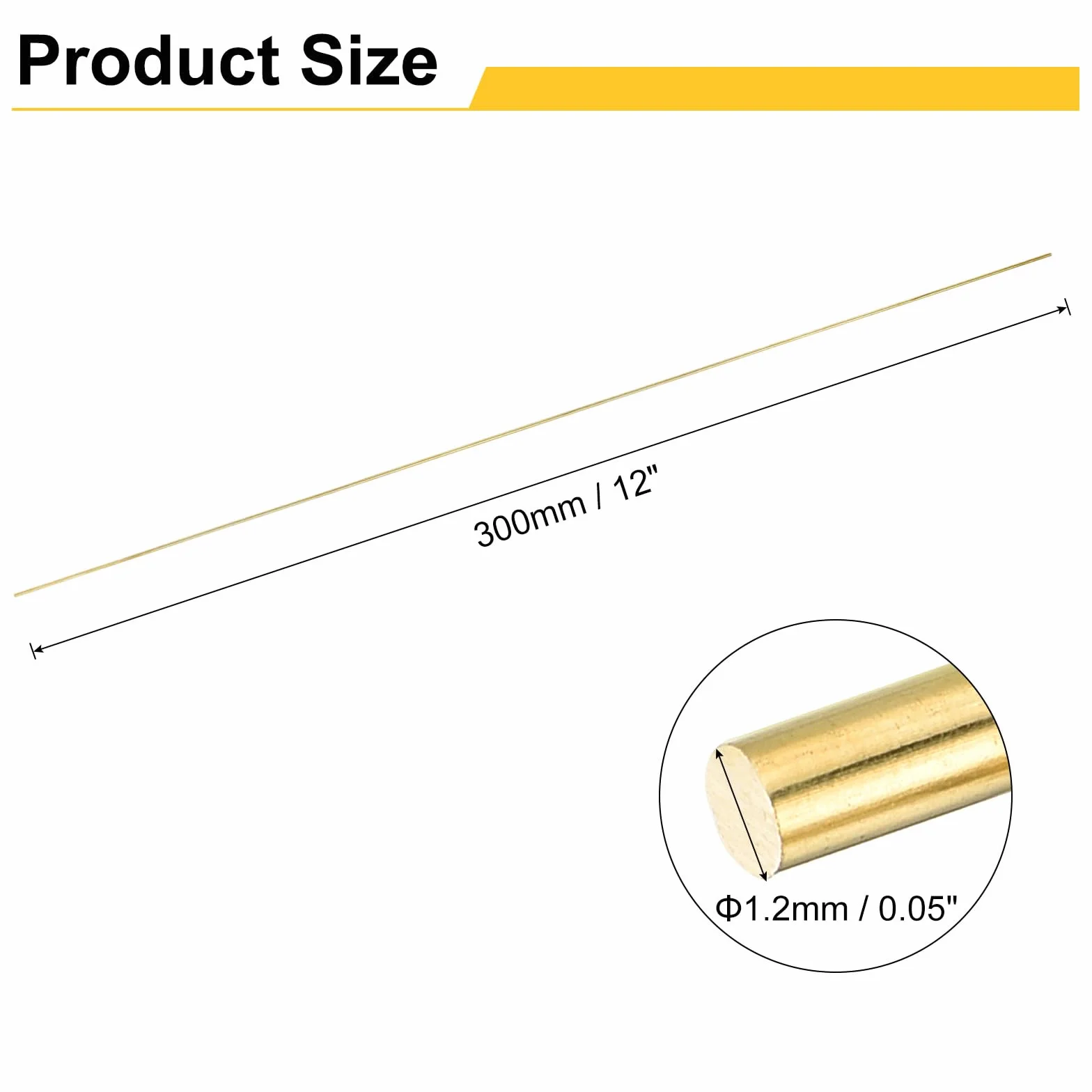 QUARKZMAN H65 Barra Ottone Tondo 1.2mm x 300mm, Aste Ottone Solida per Tornio RC Modello DIY