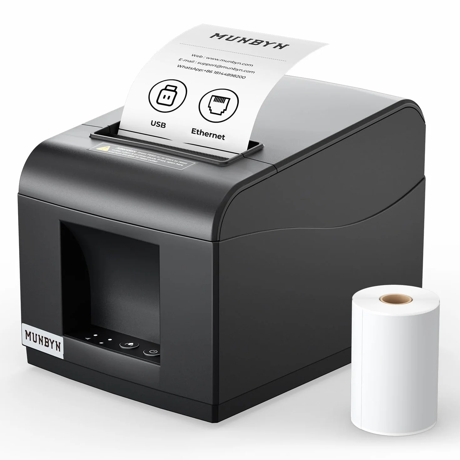 MUNBYN ITPP072 Stampante Termica per Scontrini da 80 mm – Stampante POS con Porte USB + LAN – Compatibile con Android, Windows, ChromeOS e Linux – Non supporta la connessione Bluetooth