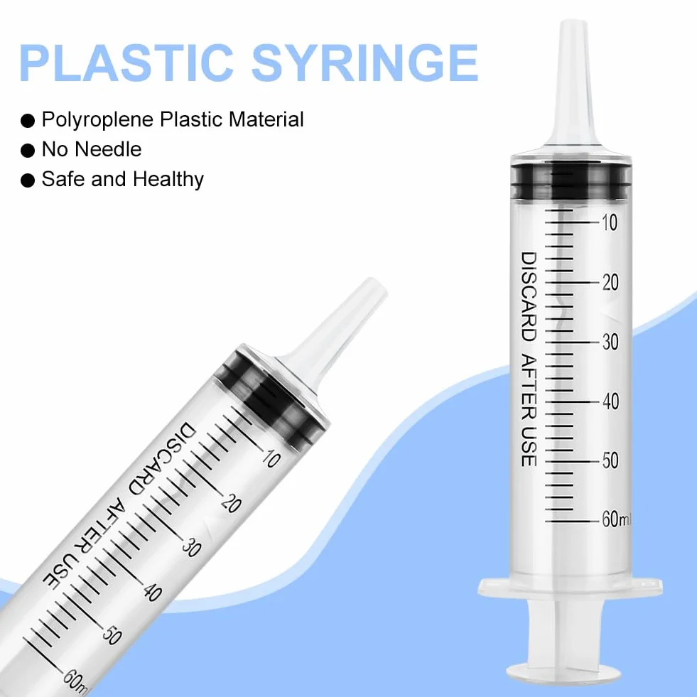 OFFCUP Siringa di Plastica 60ml 4Pcs Siringhe senza Ago Riutilizzabili per Alimentazione Animali