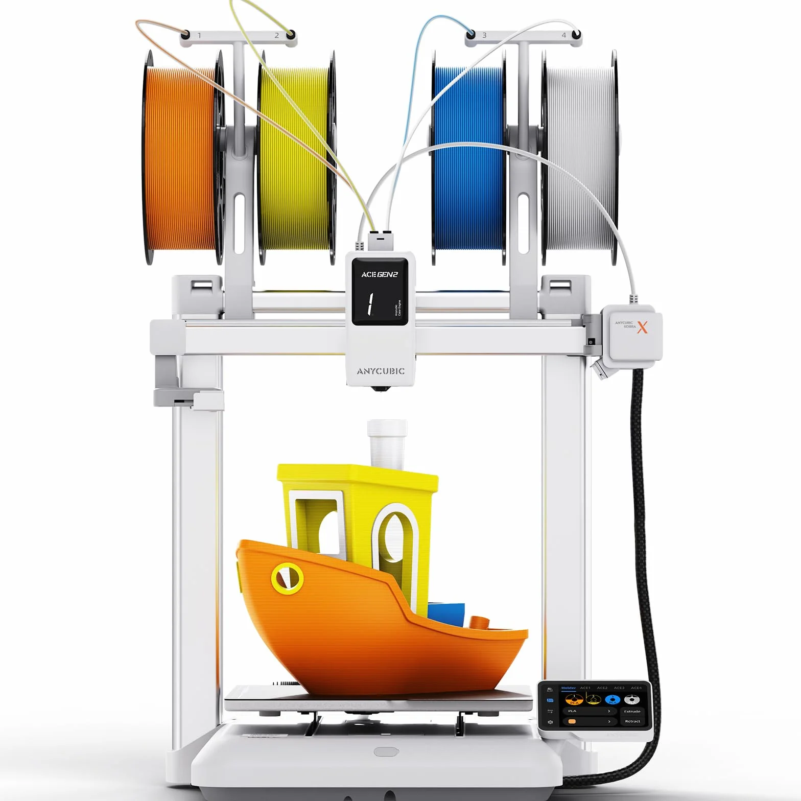 Anycubic Kobra X Stampante 3D, Alta Velocità da 600 mm/s con Stampa 4 Colori, Livellamento Automatico 49 Punti, Rilevamento Intelligente Tramite AI per Principianti e Professionisti,260 x 260 x 260 mm