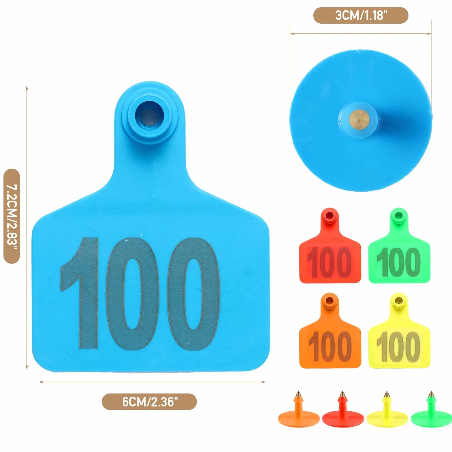 Etichette per orecchie per bestiame grandi dimensioni plastica 001-100 identificative mucca pecora capra