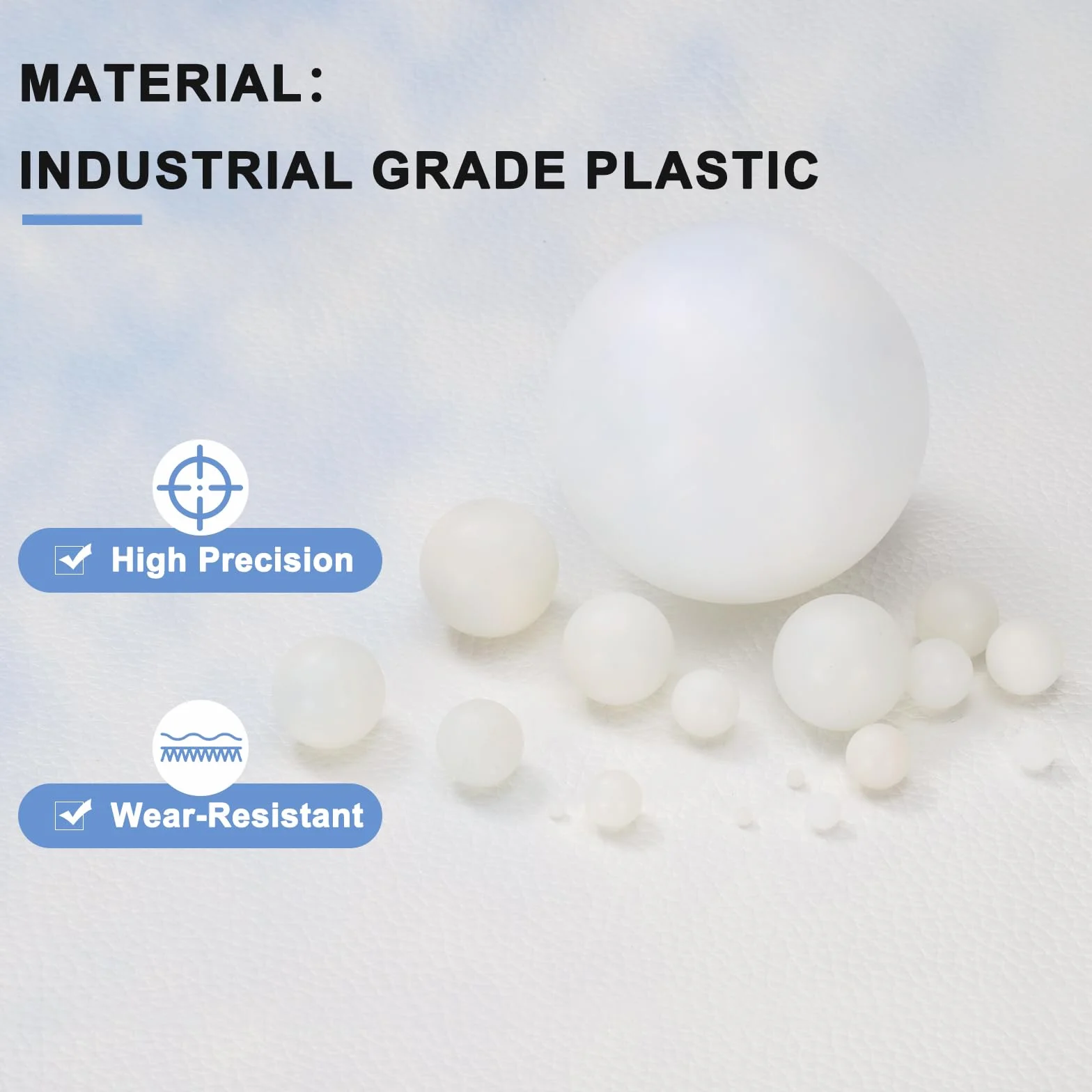 QUARKZMAN 60Pcs Sfere Di Rullamento In Nylon 10mm Sfere Solide In Plastica, Sfere Di Precisione G1 Superficie Satinata, Bianco