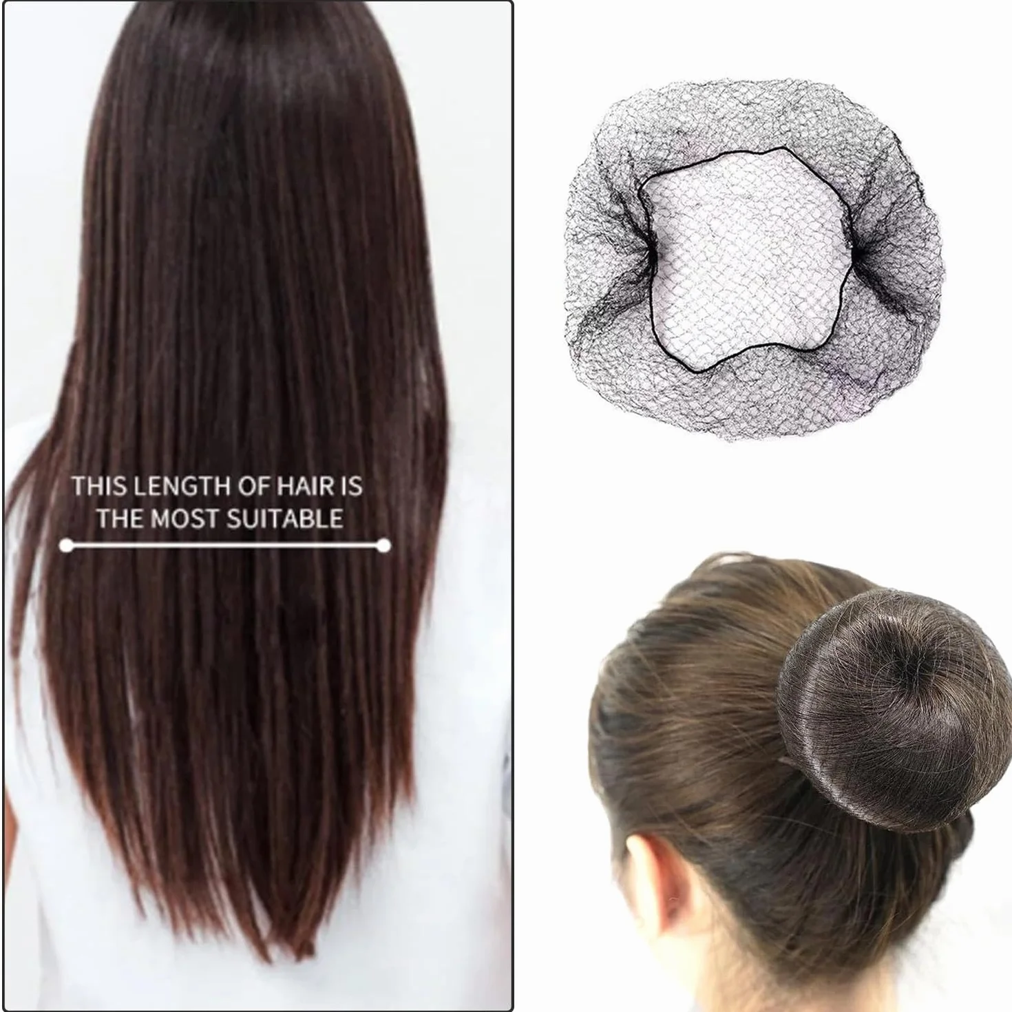 Retina Capelli Invisibile 40 Pezzi, Retina Elastica Capelli Donna per Chignon e Styling Professionale (Nero)
