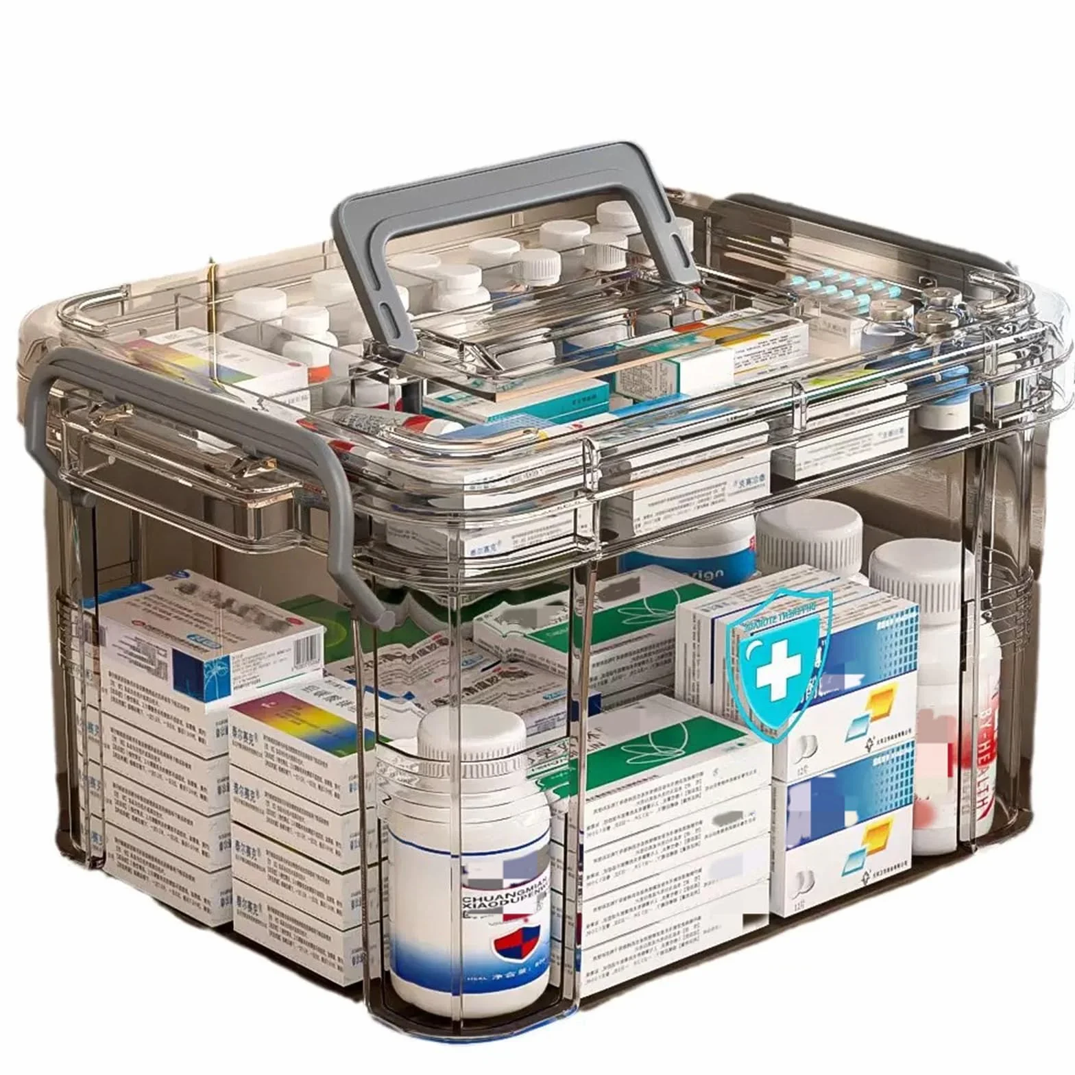 Scatola per medicinali 2 livelli stoccaggio farmacia casa