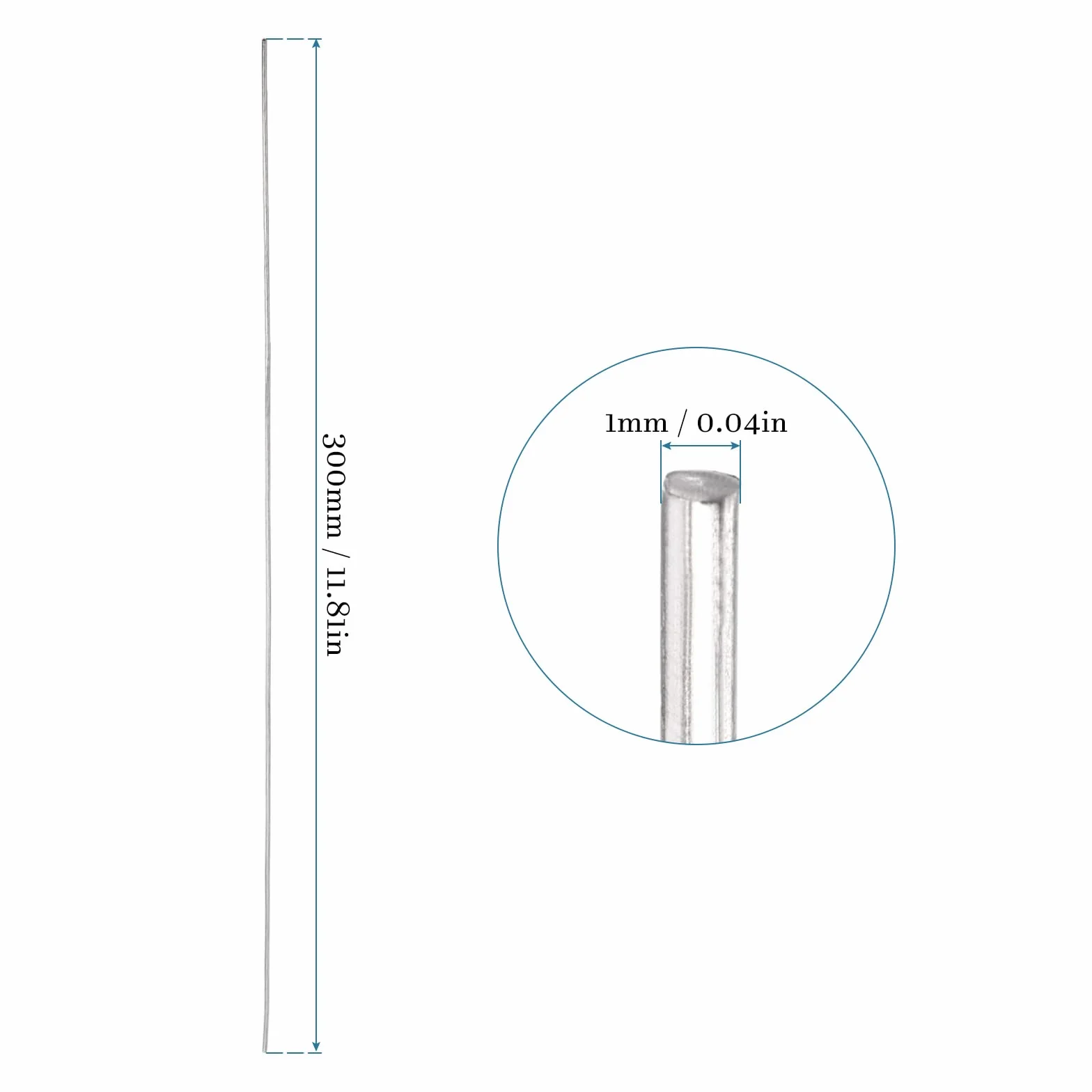 QUARKZMAN 300mm x 1mm Acciaio Inox 304 Aste Lineari Rotonde 10pz