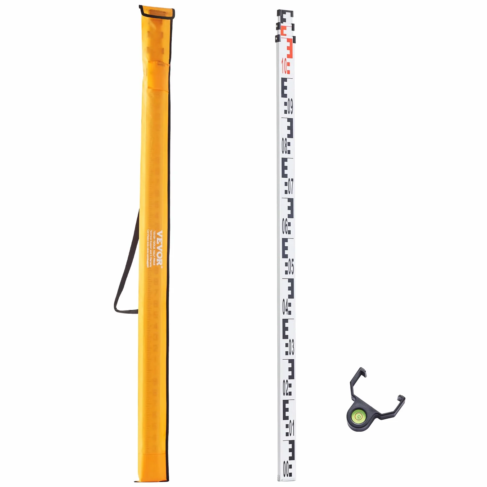 VEVOR Asta di Misurazione Telescopica 3 m Alluminio Scala Bifacciale CM/MM Livella a Bolla Borsa da Trasporto