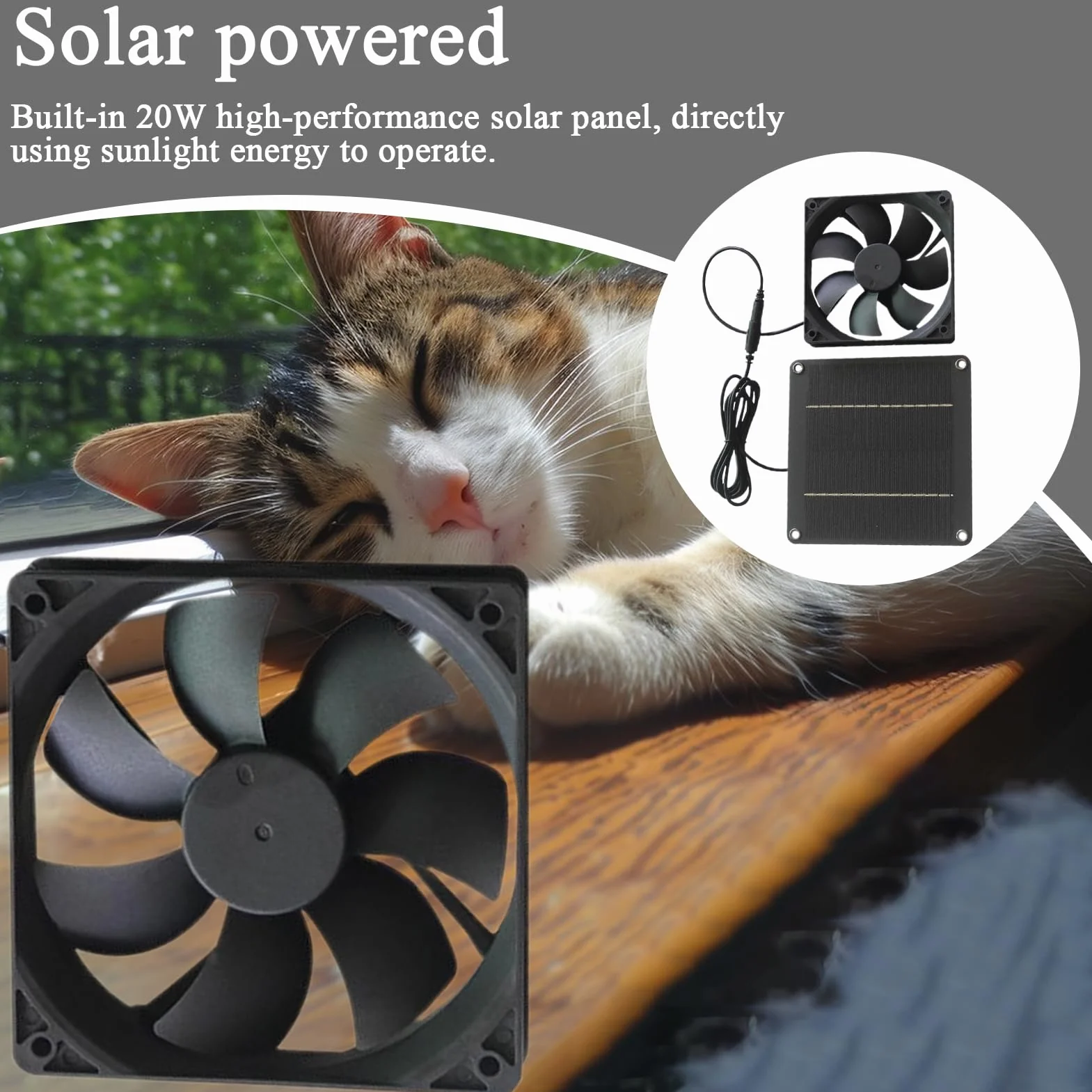 Ventola di raffreddamento solare 20W per canili, padiglione, ventilazione tetto