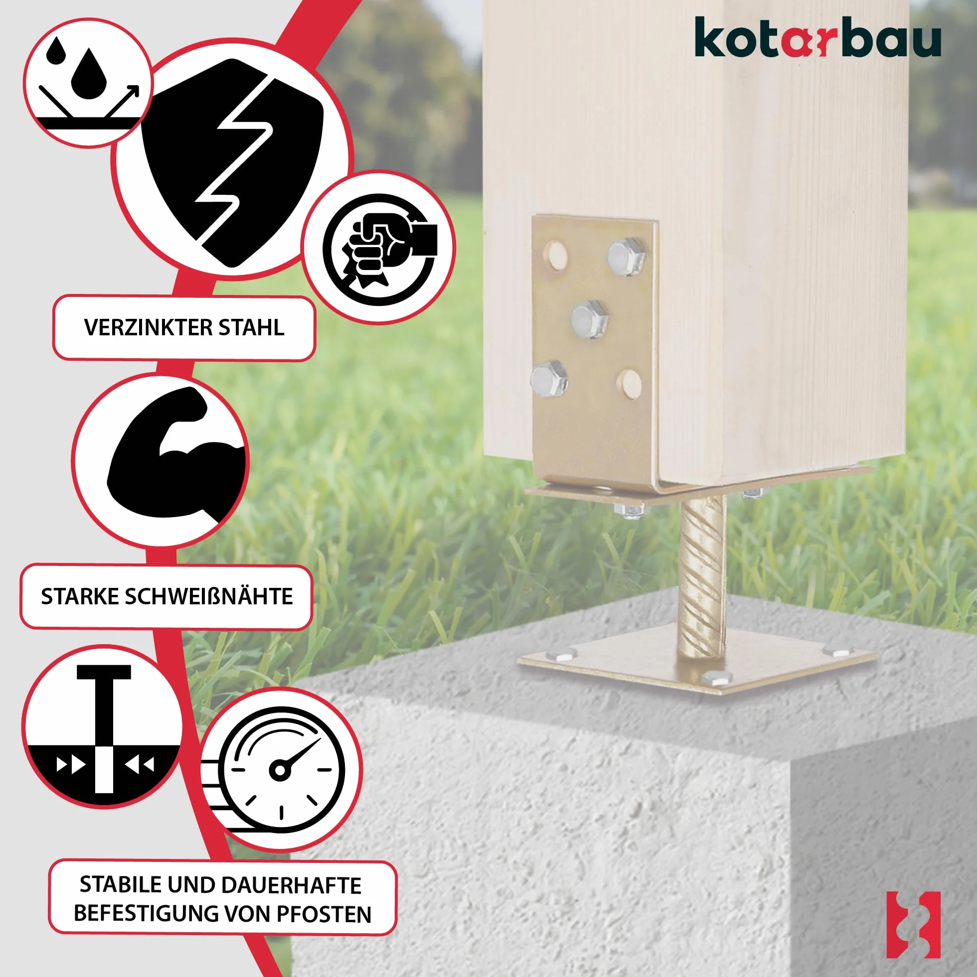 KOTARBAU® 4 szt. Supporti Regolabili Acciaio Zincato 0-160 mm Staffe per Pali Legno
