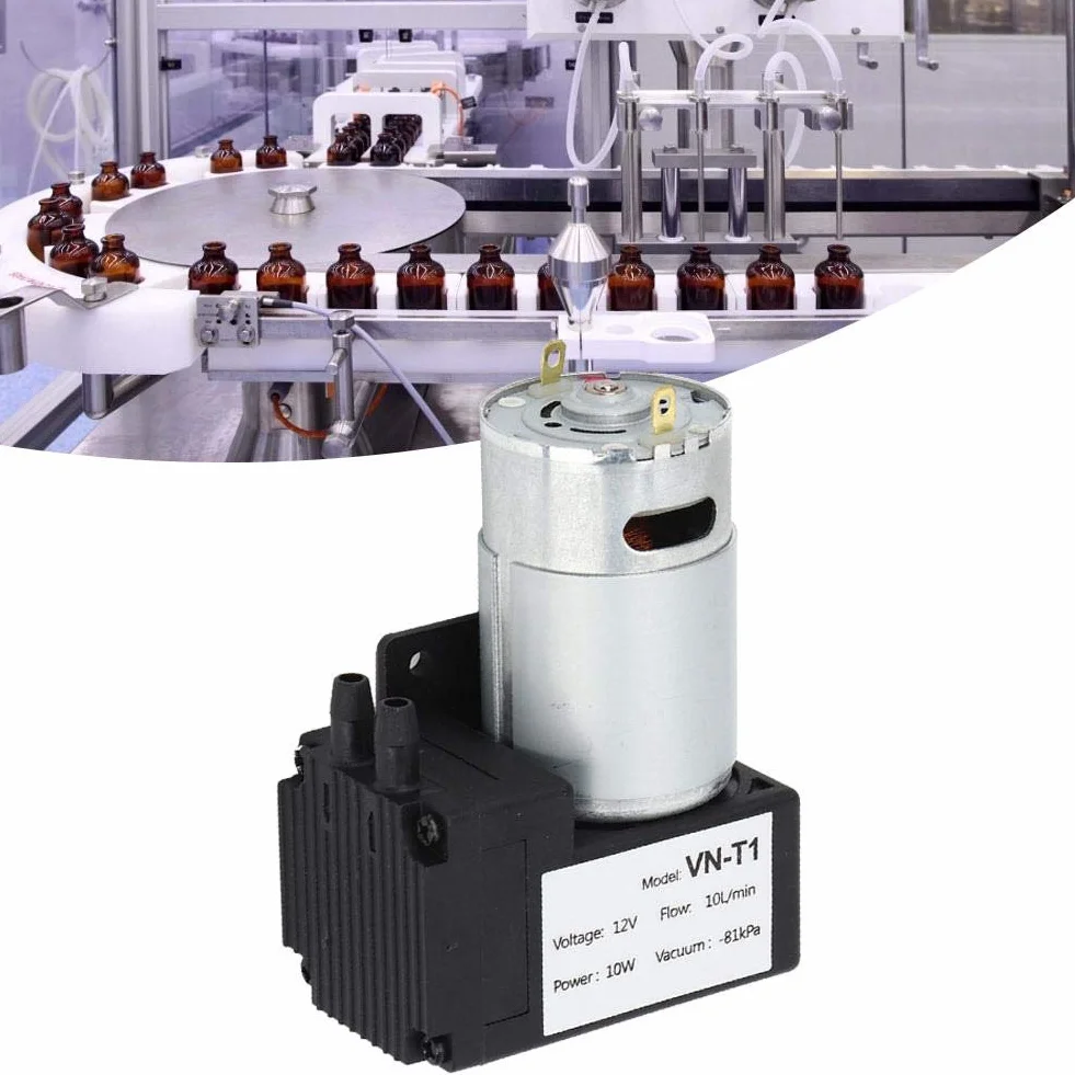 Pompa Vuoto DC 12V 10W Mini Compressore Aria 10L/min Basso Rumore per Laboratorio Applicazioni Medicali