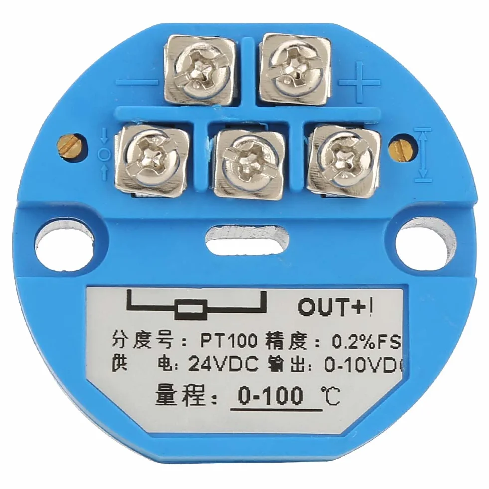 PT100 Trasmettitore Temperatura DC24V Sensore 1M Alta Precisione Uscita 0-10V per Controllo Processo Industriale