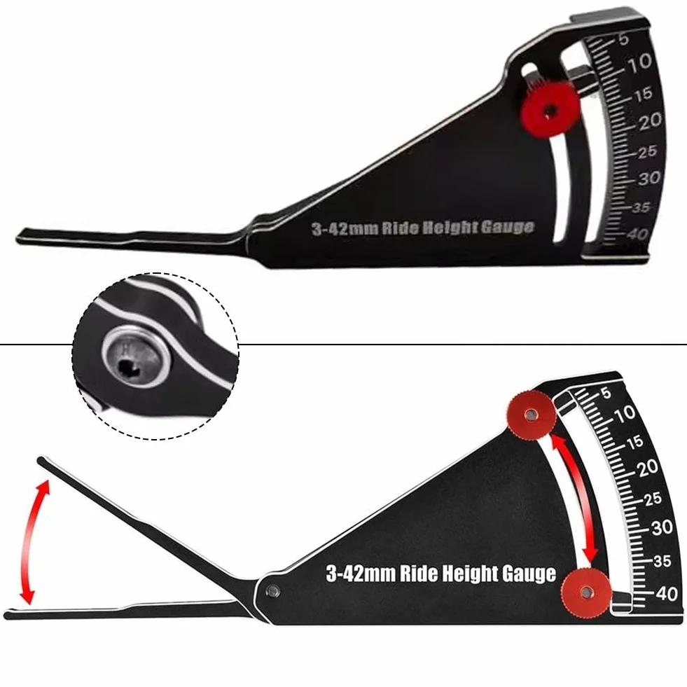 Oniissy Misuratore di altezza in alluminio RC auto altezza cerchio Camber 3-42MM regolabile righello, regolazione altezza e cerchioni Camber Multi angolo strumento di misurazione