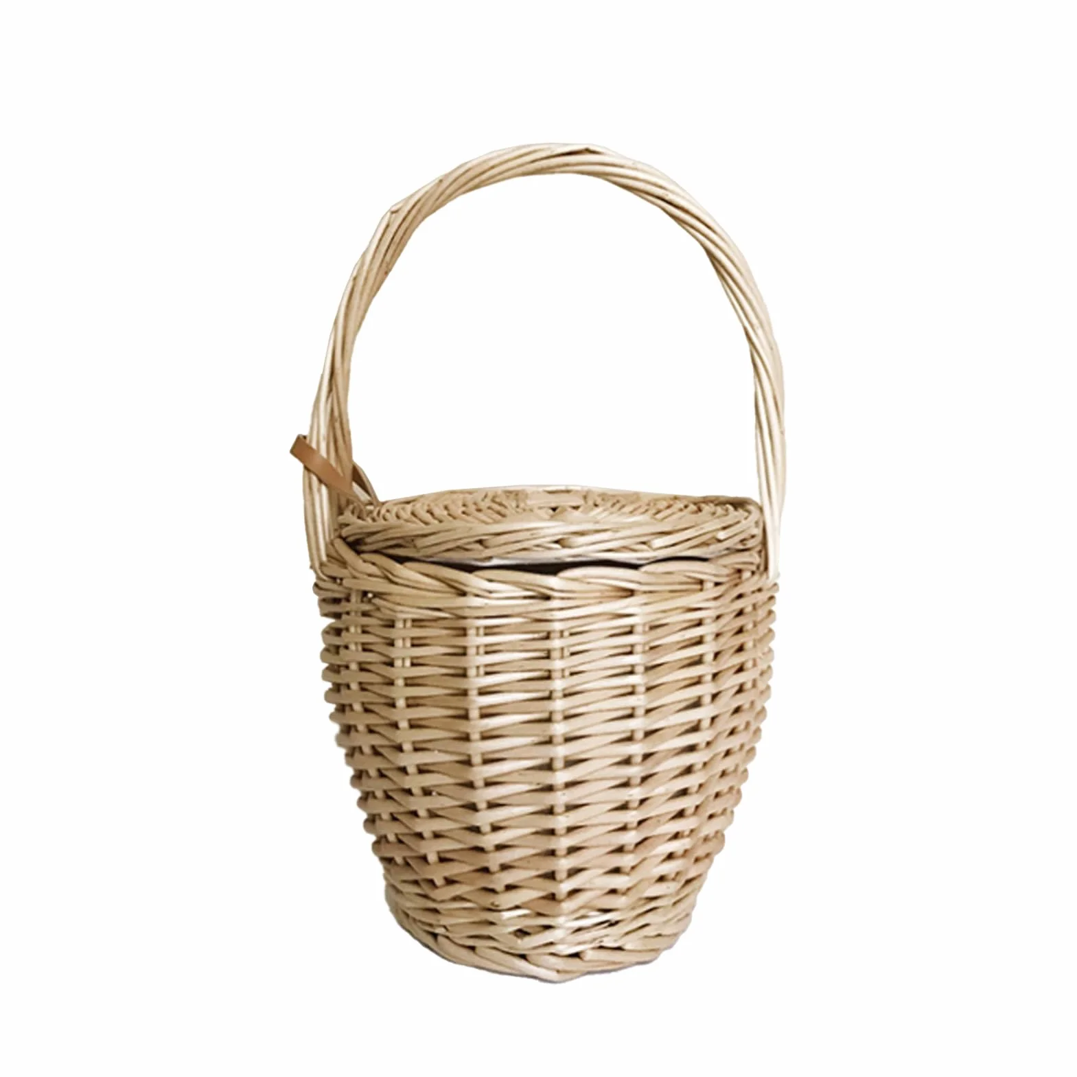 Cestino in Vimini con Manico e Coperchio, Cestino per la Raccolta Intrecciato a Mano con Fodera in Stoffa, Cestino Portaoggetti Portatile in Rattan, Cestino Multiuso in Rattan per la Spesa, Raccolta,