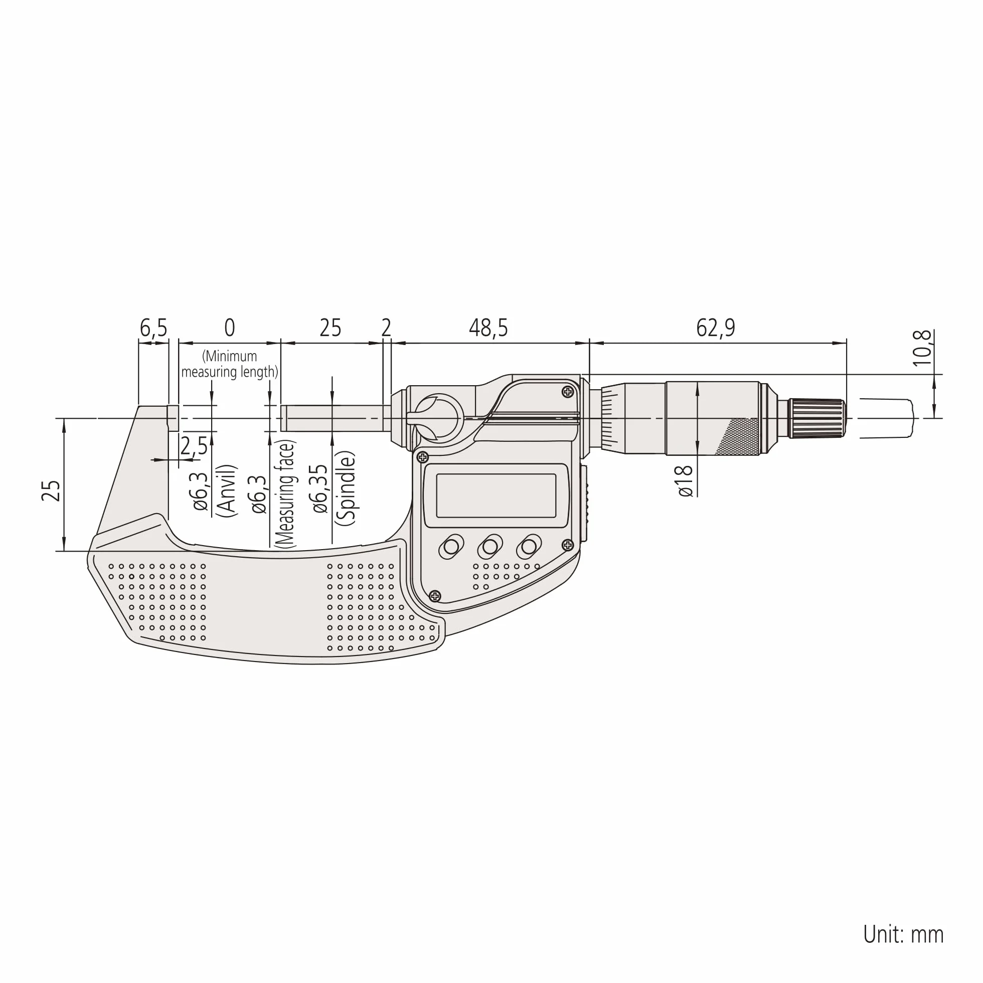 Mitutoyo 293-240-30 Micrometro digitale ABS MDC-25PX 0-25 mm 0,001 mm IP65